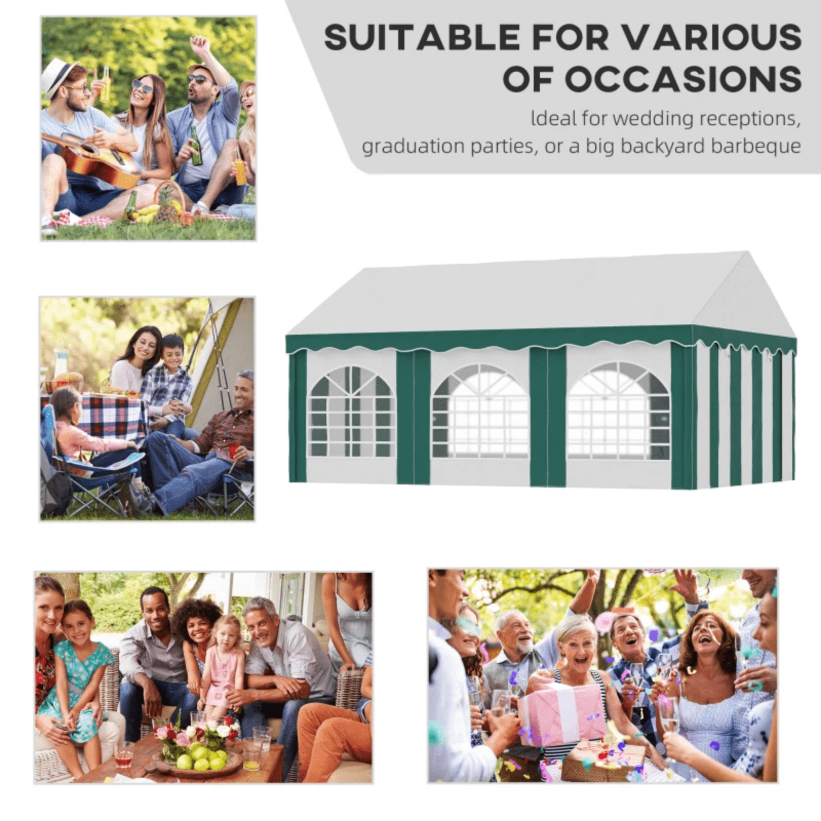 6 x 4m Large Marquee with Sides Gazebo Heavy Duty Party Tent Outdoor Event Cover - Home and Garden Furniture Shop - rustic - furniture