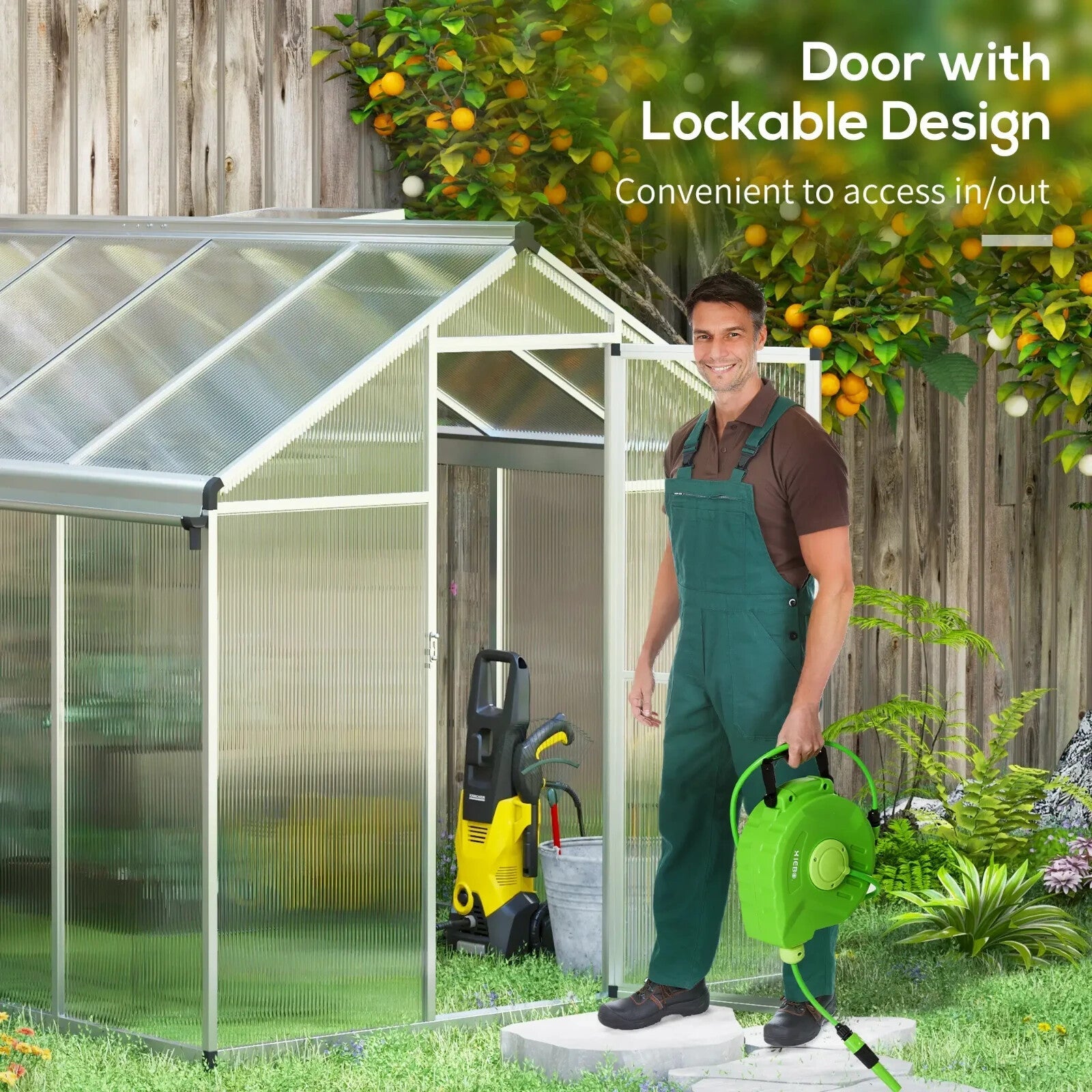 6 x 8ft Polycarbonate Greenhouse with Rain Gutter Walk - In Greenhouse and Window - Home and Garden Furniture Shop - rustic - furniture