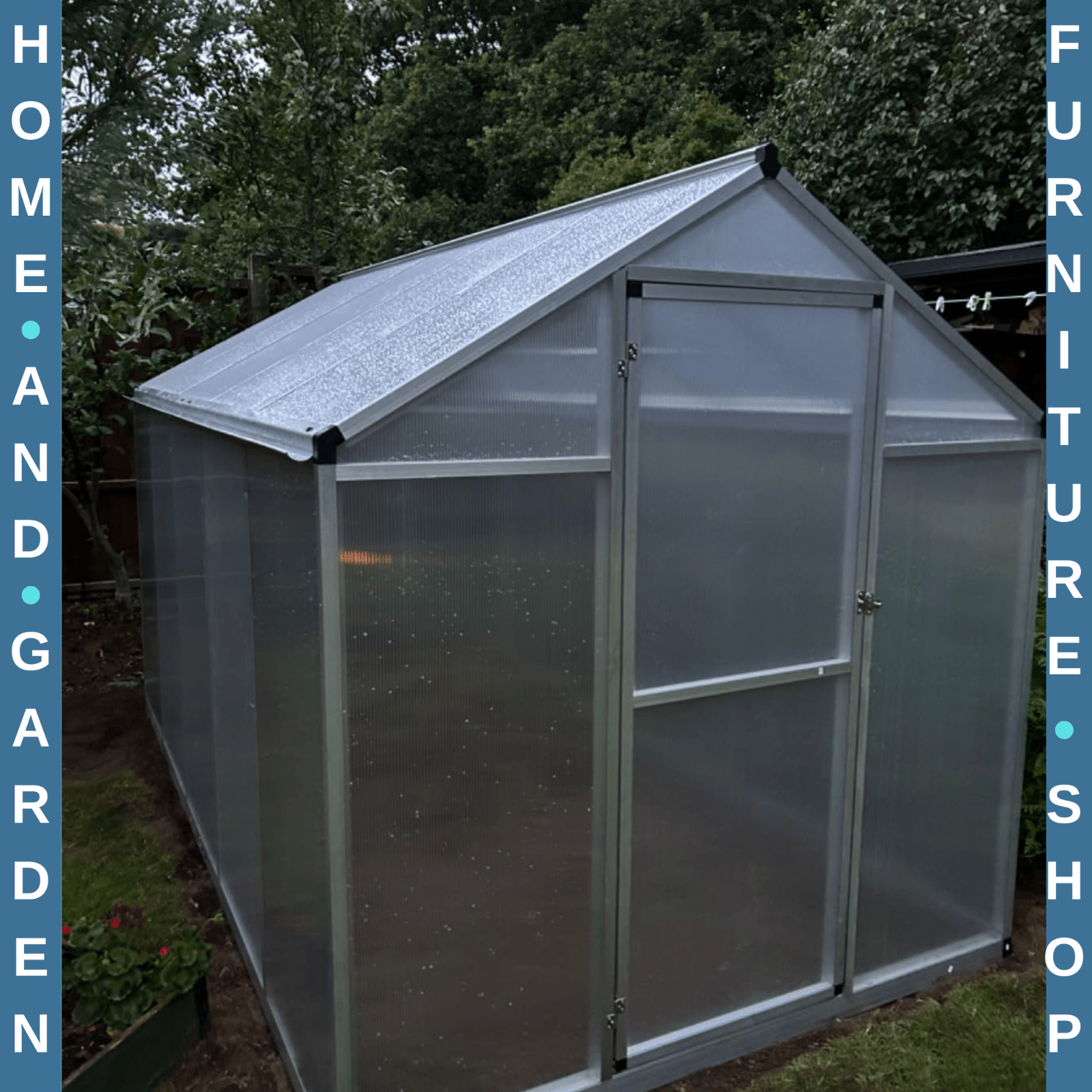 6 x 8ft Polycarbonate Greenhouse with Rain Gutter Walk - In Greenhouse and Window - Home and Garden Furniture Shop - rustic - furniture