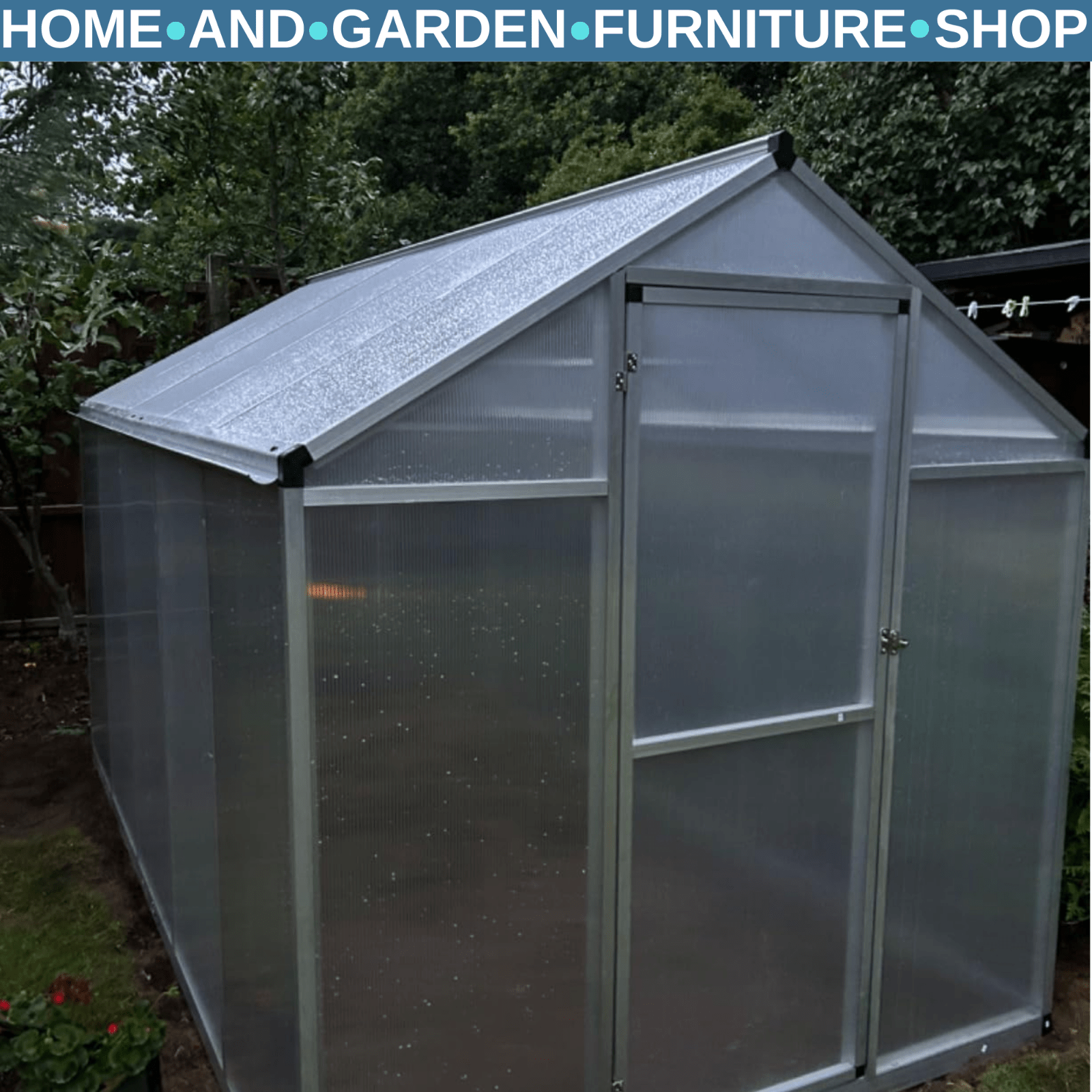 6 x 8ft Polycarbonate Greenhouse with Rain Gutter Walk - In Greenhouse and Window - Home and Garden Furniture Shop - rustic - furniture