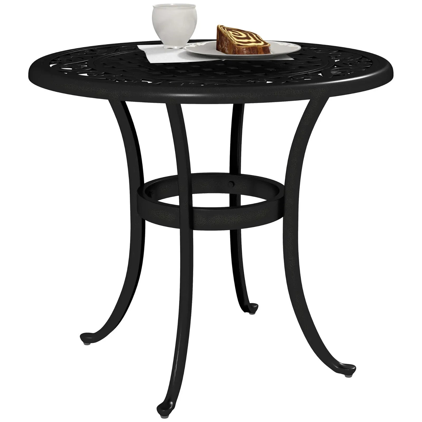 60 cm Round Garden Table Cast Aluminium Outdoor Side Table for Patio, Garden Use - Home and Garden Furniture Shop - rustic - furniture