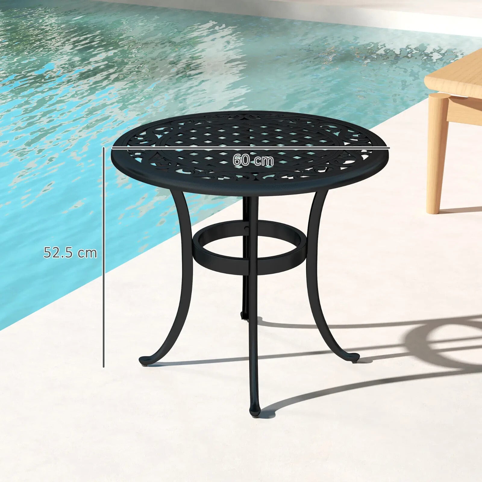 60 cm Round Garden Table Cast Aluminium Outdoor Side Table for Patio, Garden Use - Home and Garden Furniture Shop - rustic - furniture