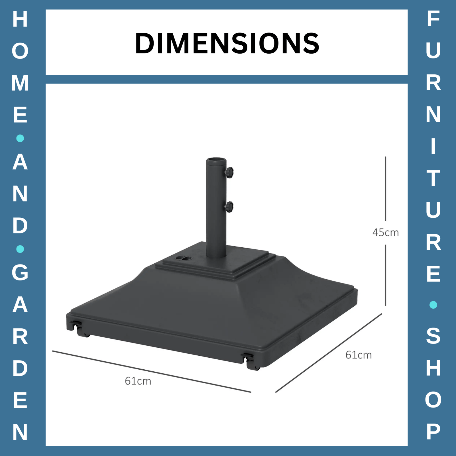 60kg Parasol Base w/ Wheel Heavy Duty Fillable Umbrella Stand for 38mm 48mm Pole - Home and Garden Furniture Shop - rustic - furniture