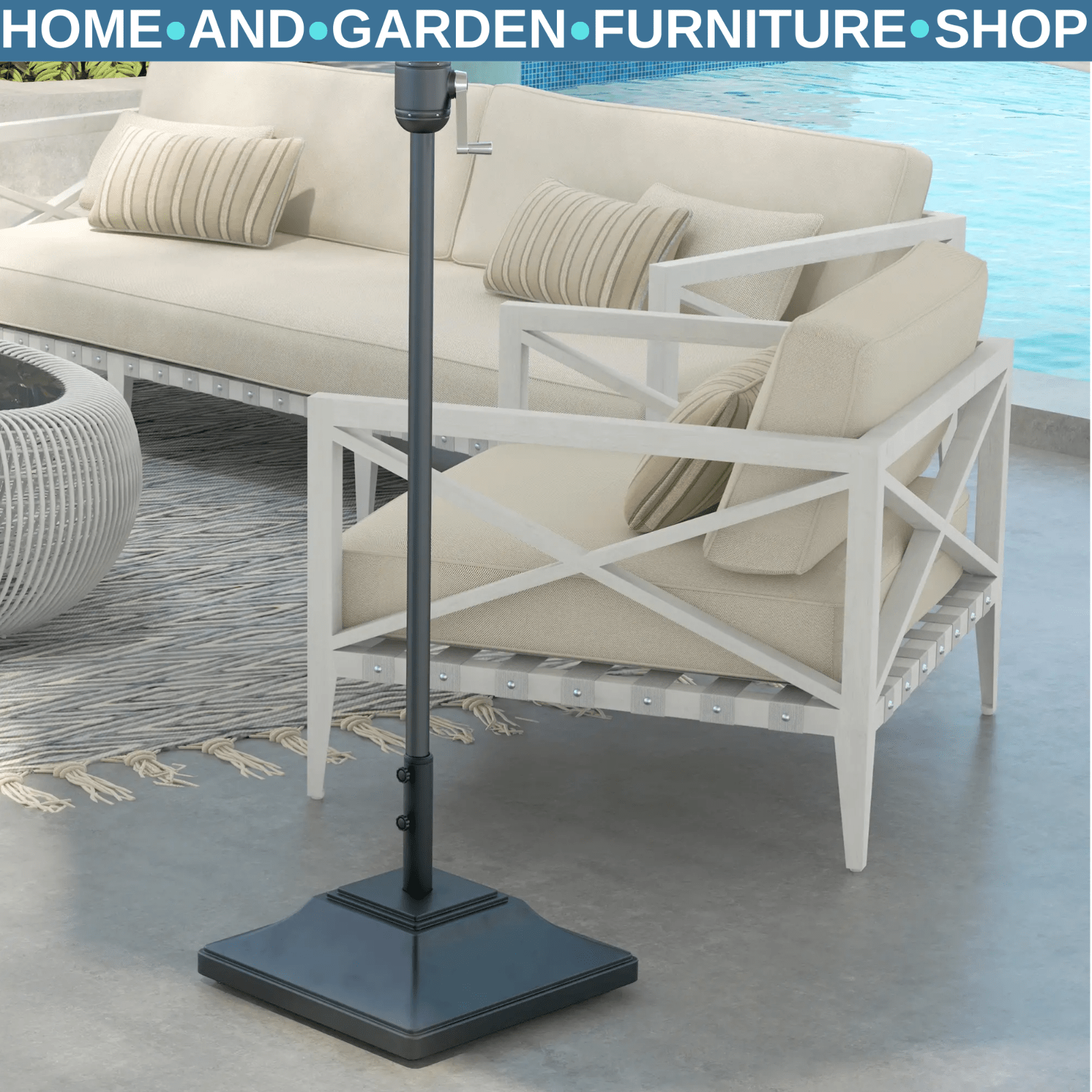 60kg Parasol Base w/ Wheel Heavy Duty Fillable Umbrella Stand for 38mm 48mm Pole - Home and Garden Furniture Shop - rustic - furniture