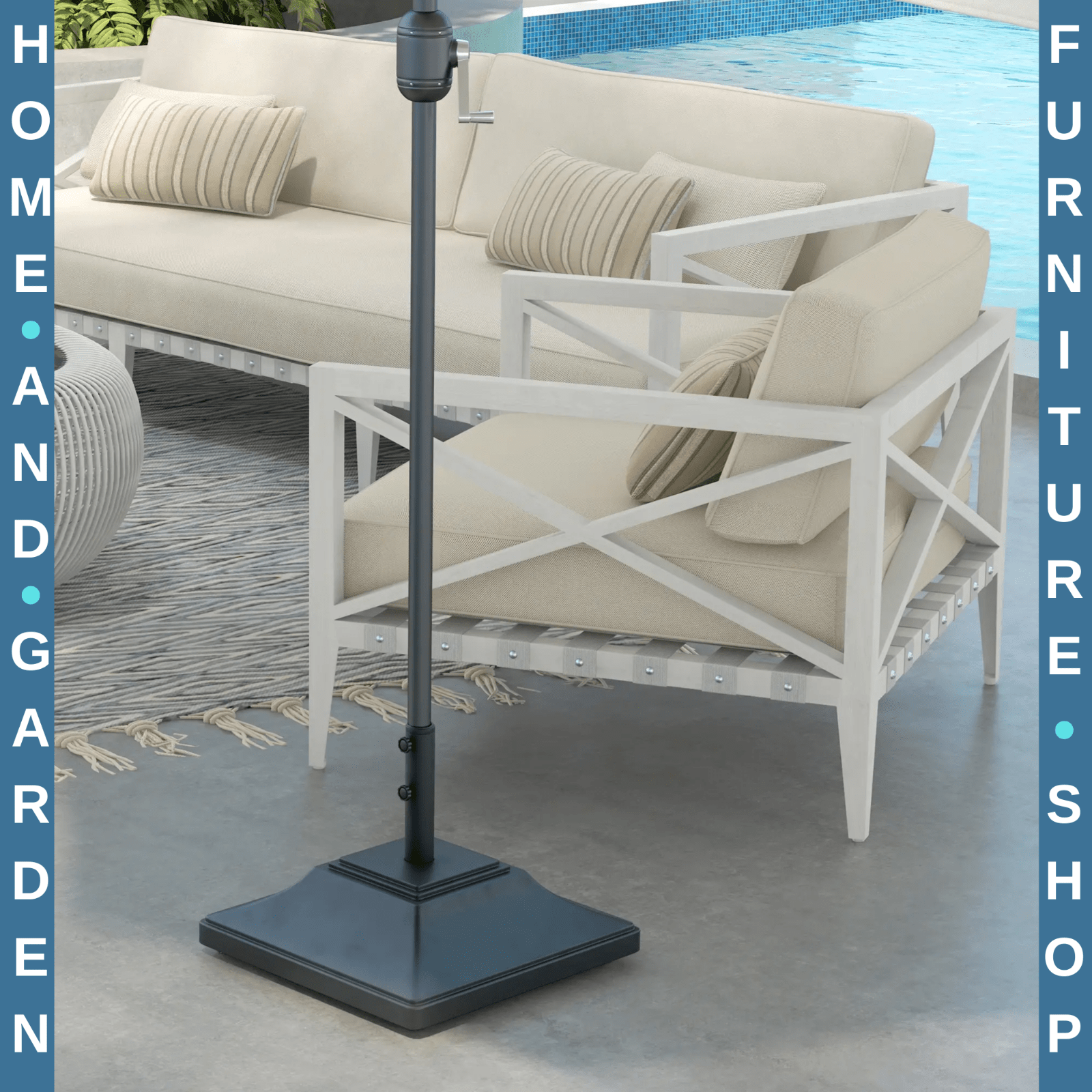 60kg Parasol Base w/ Wheel Heavy Duty Fillable Umbrella Stand for 38mm 48mm Pole - Home and Garden Furniture Shop - rustic - furniture