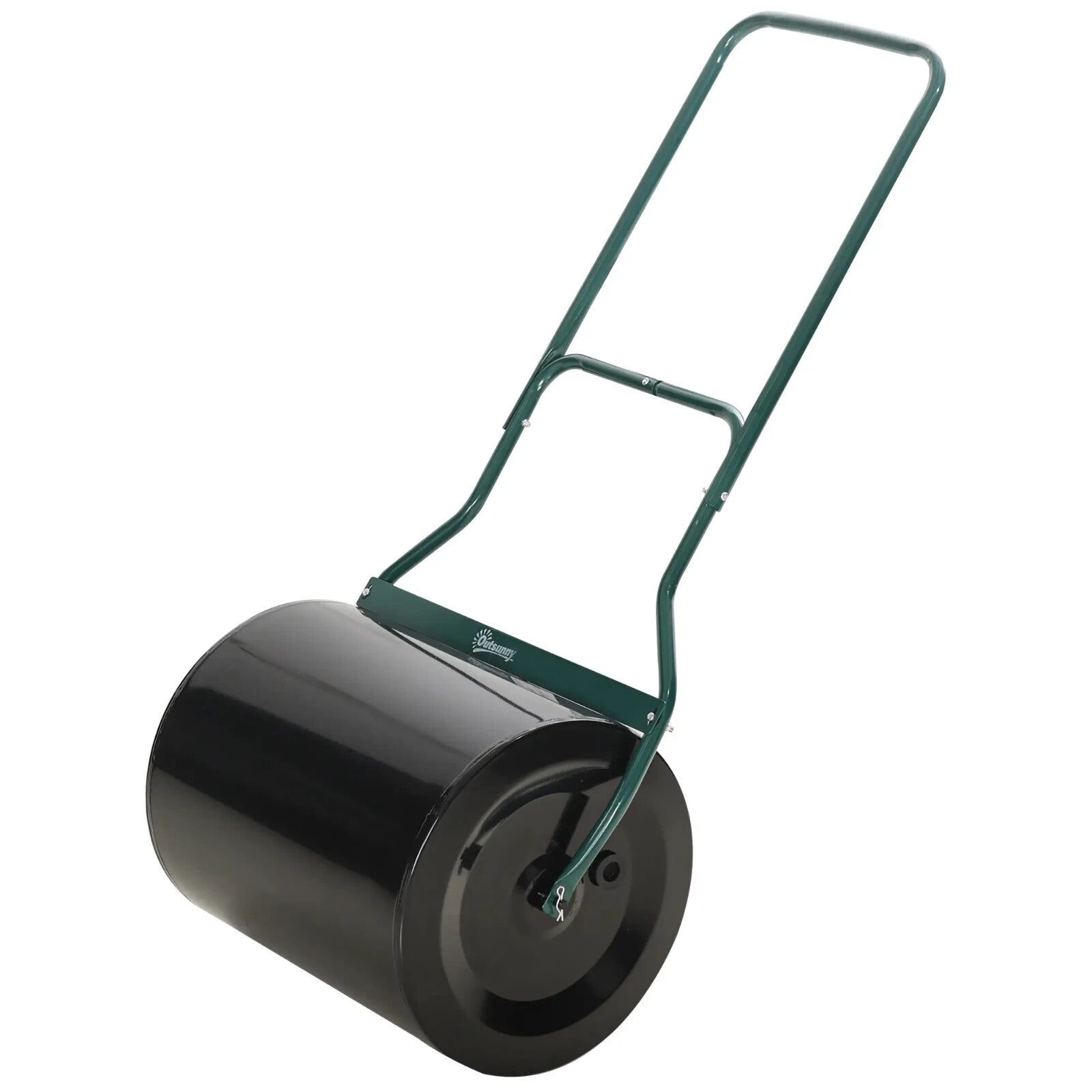 60L Garden Lawn Roller Heavy Duty Steel Fillable Cylinder Push Roller Black - Home and Garden Furniture Shop - rustic - furniture