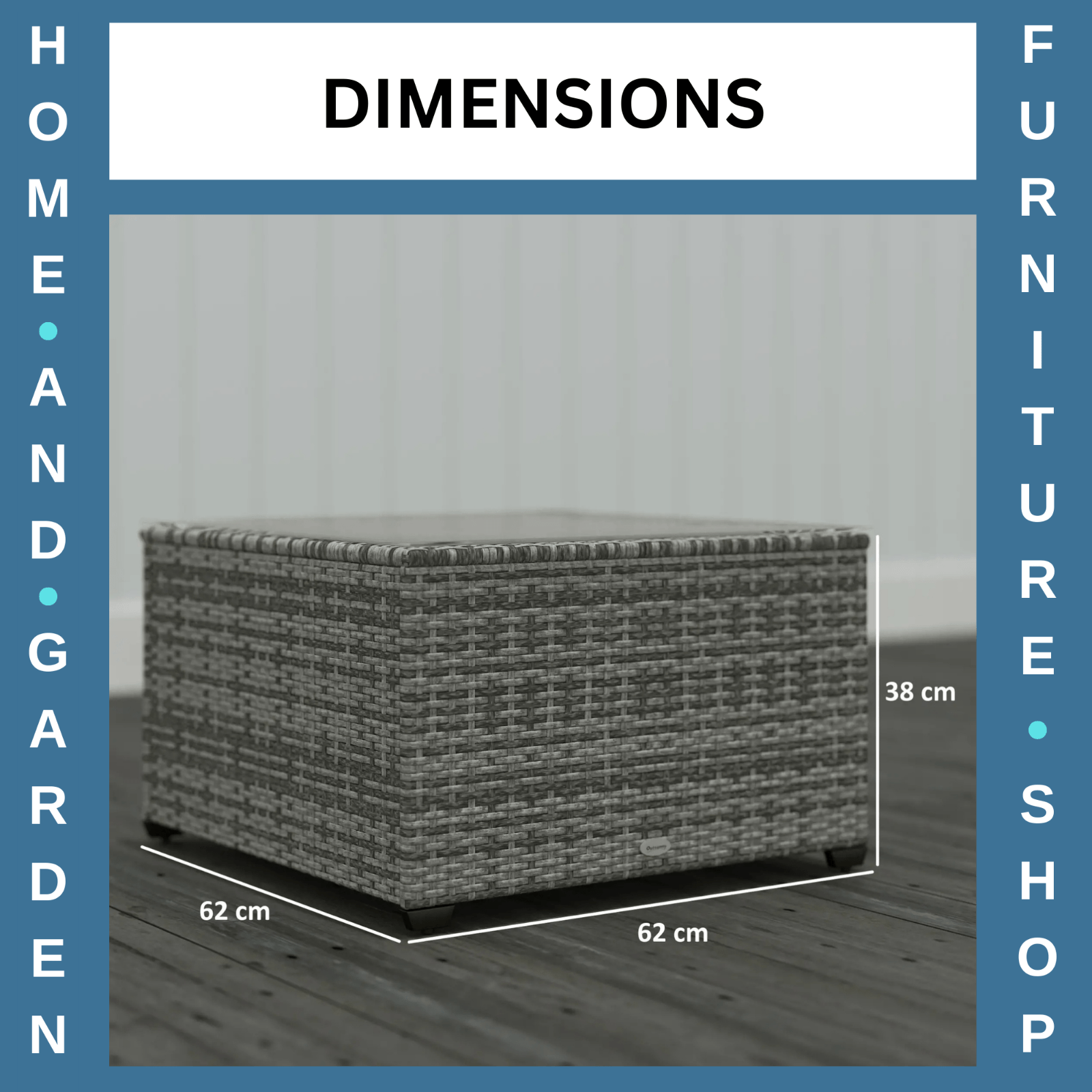 62 x 62cm Rattan Garden Side Table w/ Glass Top Patio Coffee Table for Home Use - Home and Garden Furniture Shop - rustic - furniture
