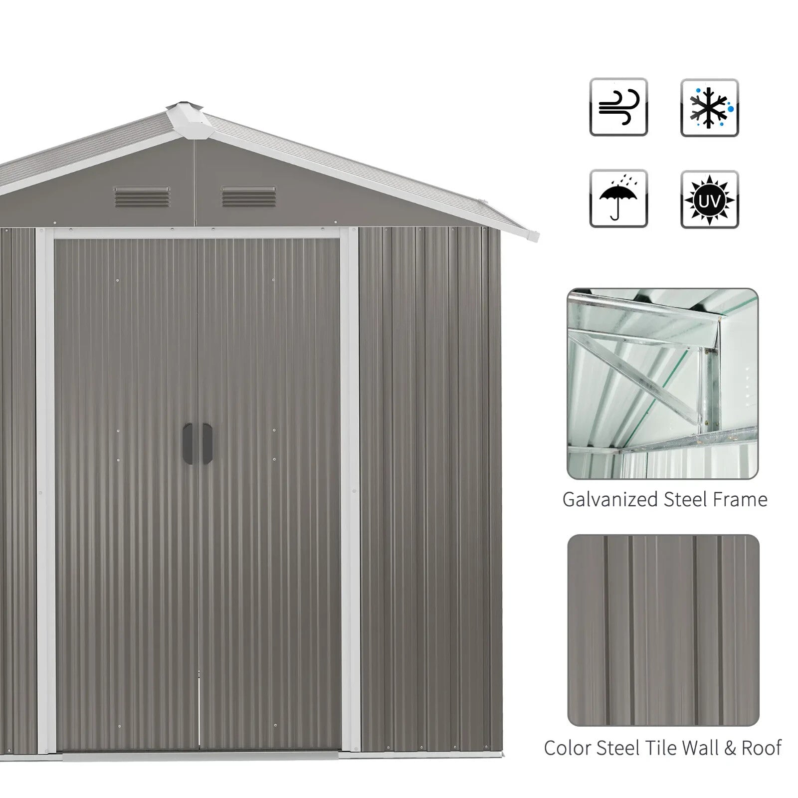 6.5 x 3.5ft Metal Garden Storage Shed Outdoor Tool Shed w/ Sliding Doors & Vents - Home and Garden Furniture Shop - rustic - furniture