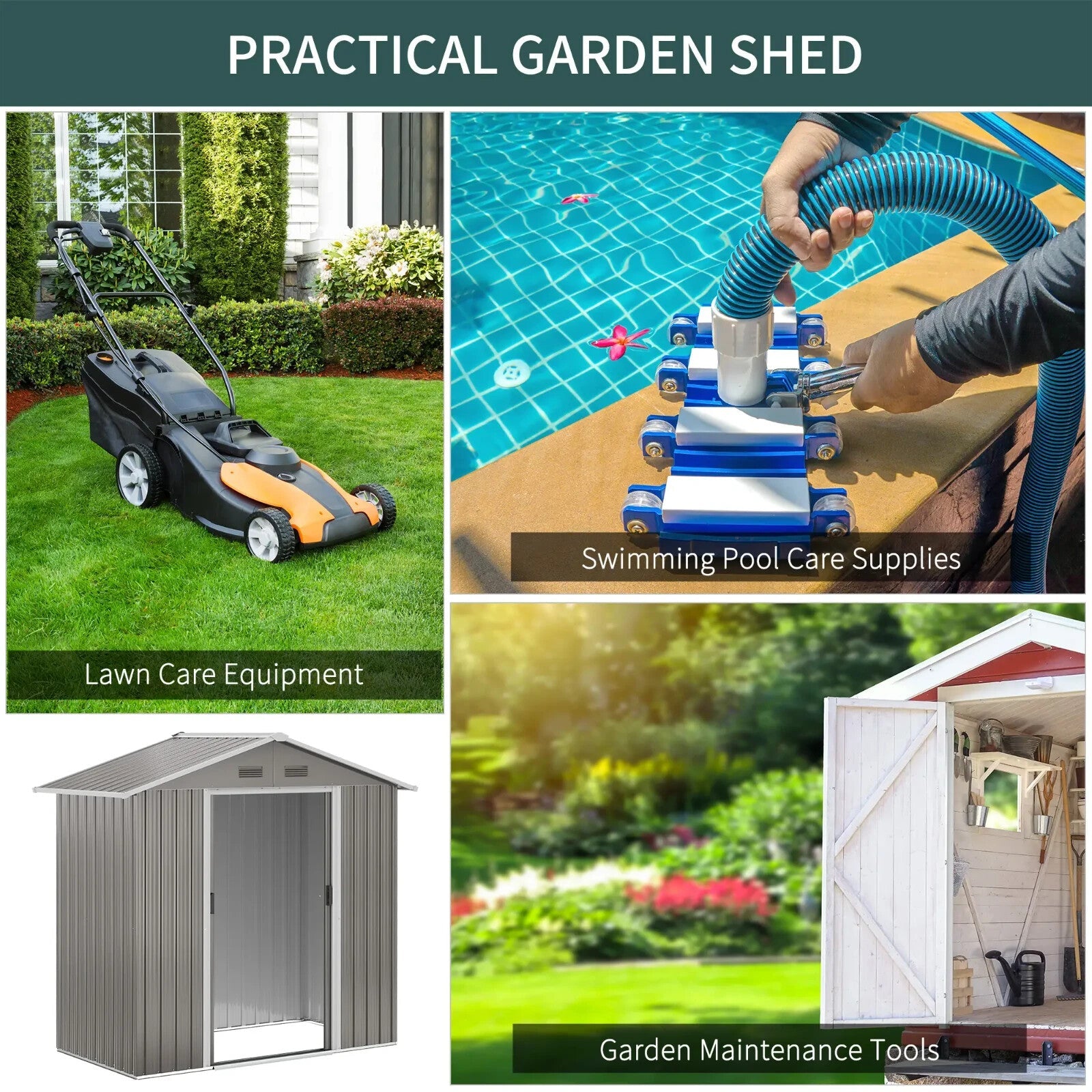 6.5 x 3.5ft Metal Garden Storage Shed Outdoor Tool Shed w/ Sliding Doors & Vents - Home and Garden Furniture Shop - rustic - furniture