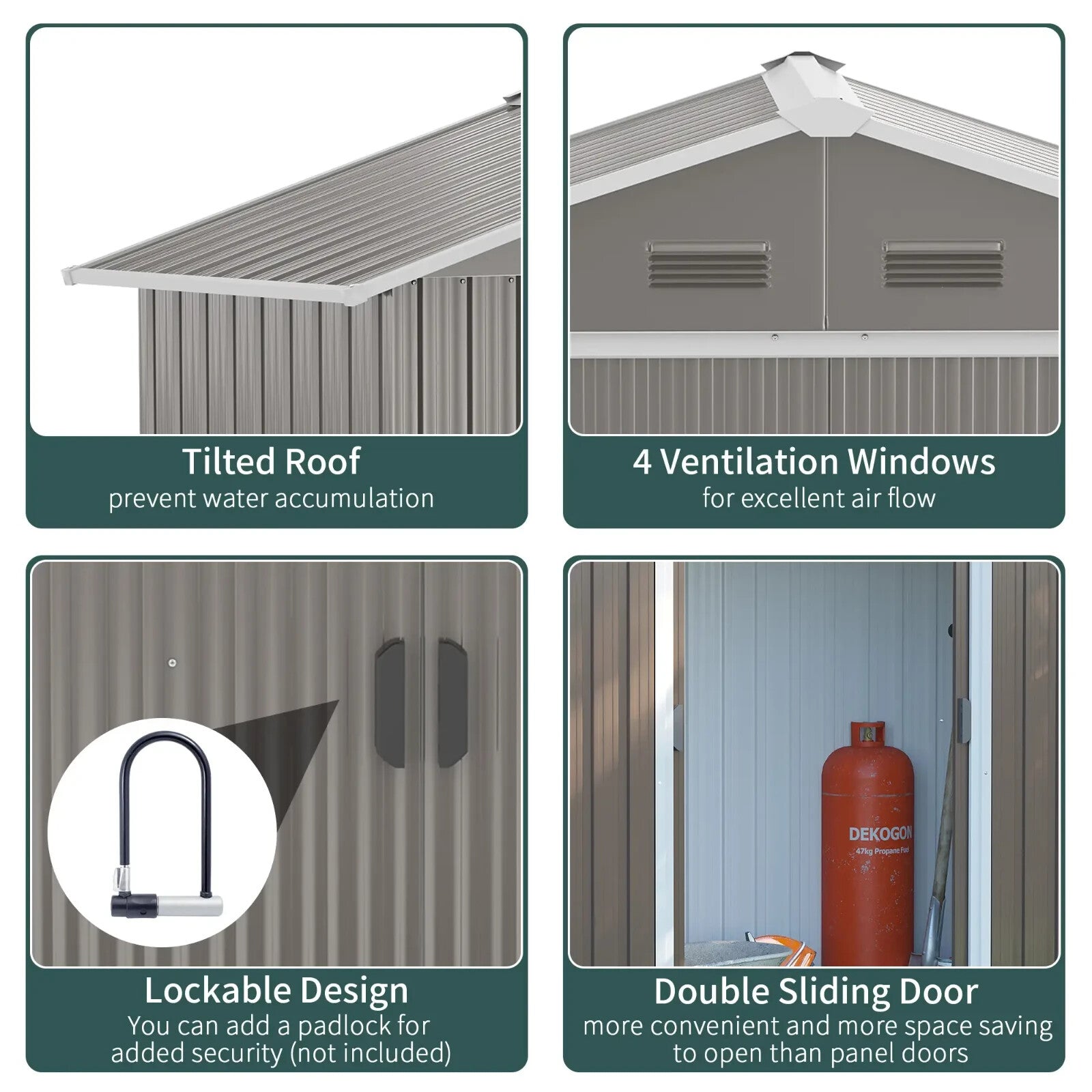 6.5 x 3.5ft Metal Garden Storage Shed Outdoor Tool Shed w/ Sliding Doors & Vents - Home and Garden Furniture Shop - rustic - furniture