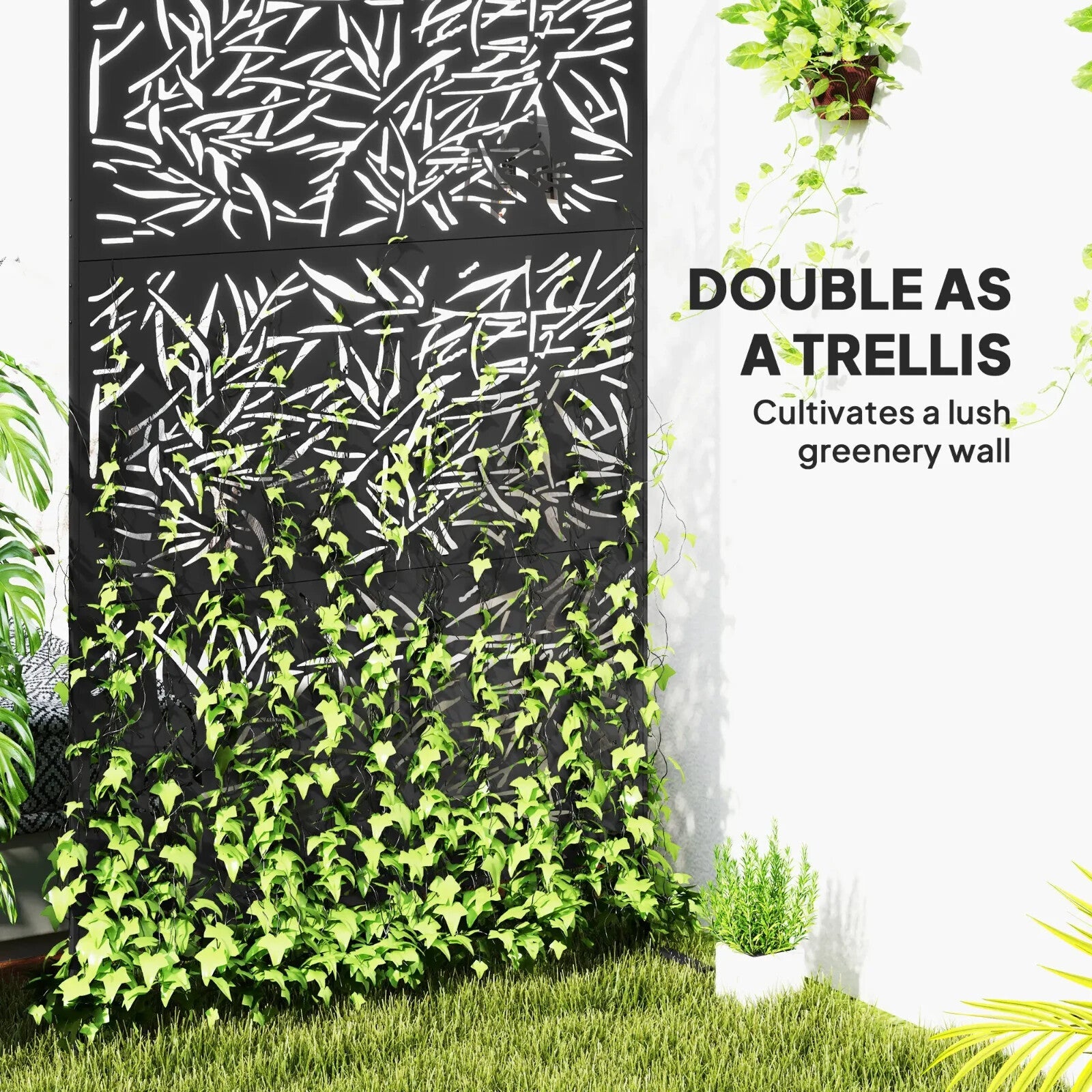 6.5ft Decorative Garden Privacy Screen Metal Freestanding Outdoor Divider Panel - Home and Garden Furniture Shop - rustic - furniture