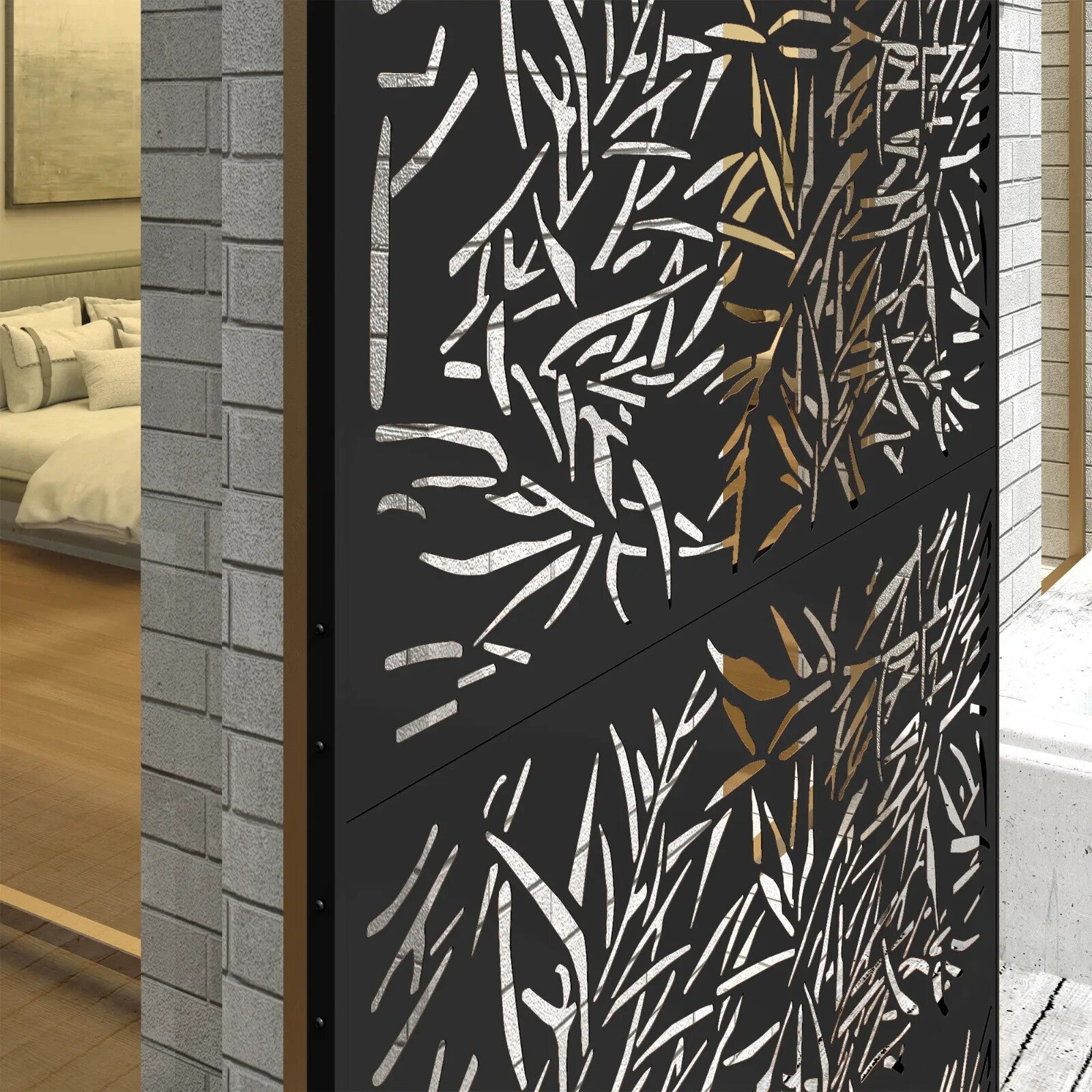 6.5ft Decorative Garden Privacy Screen Metal Freestanding Outdoor Divider Panel - Home and Garden Furniture Shop - rustic - furniture