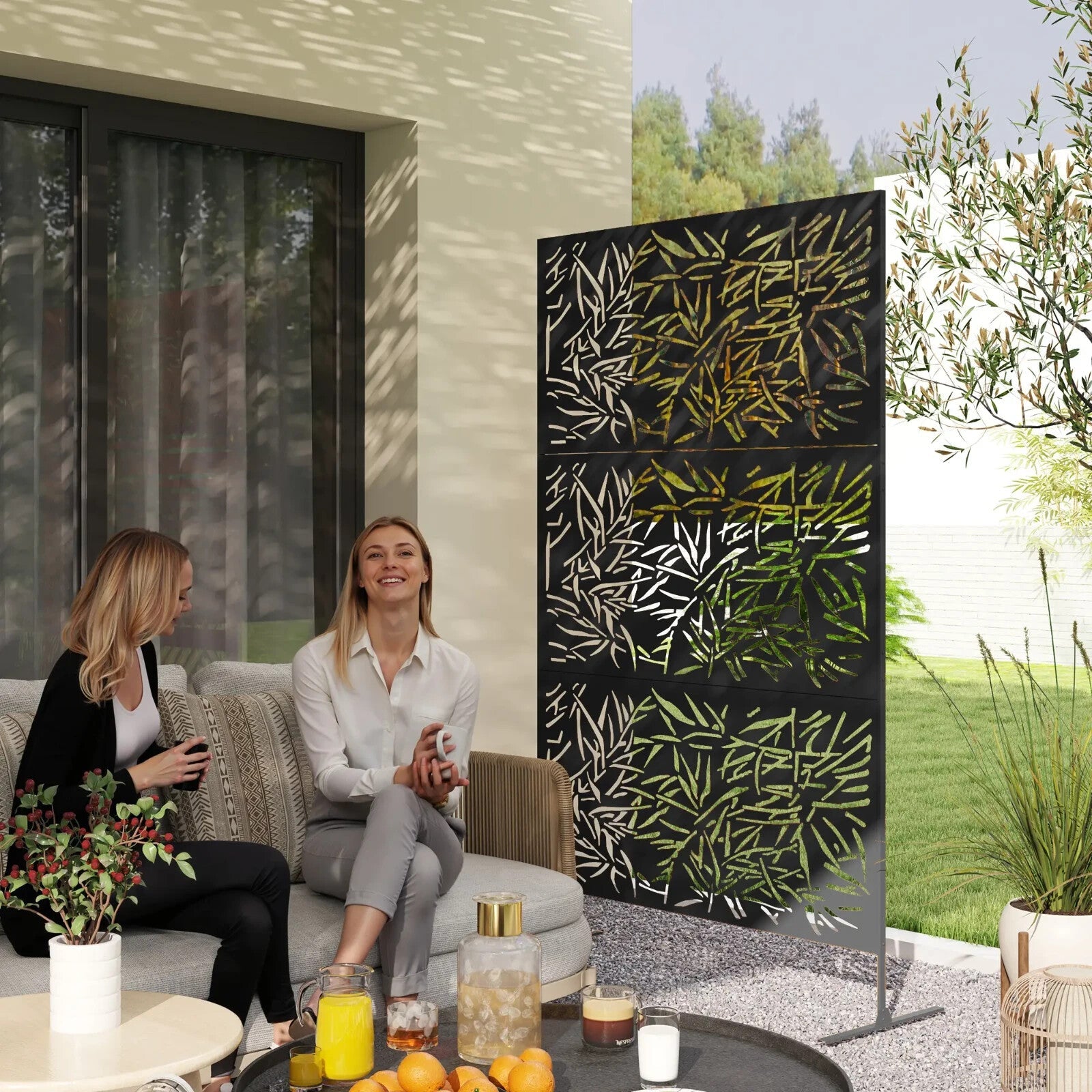 6.5ft Decorative Garden Privacy Screen Metal Freestanding Outdoor Divider Panel - Home and Garden Furniture Shop - rustic - furniture