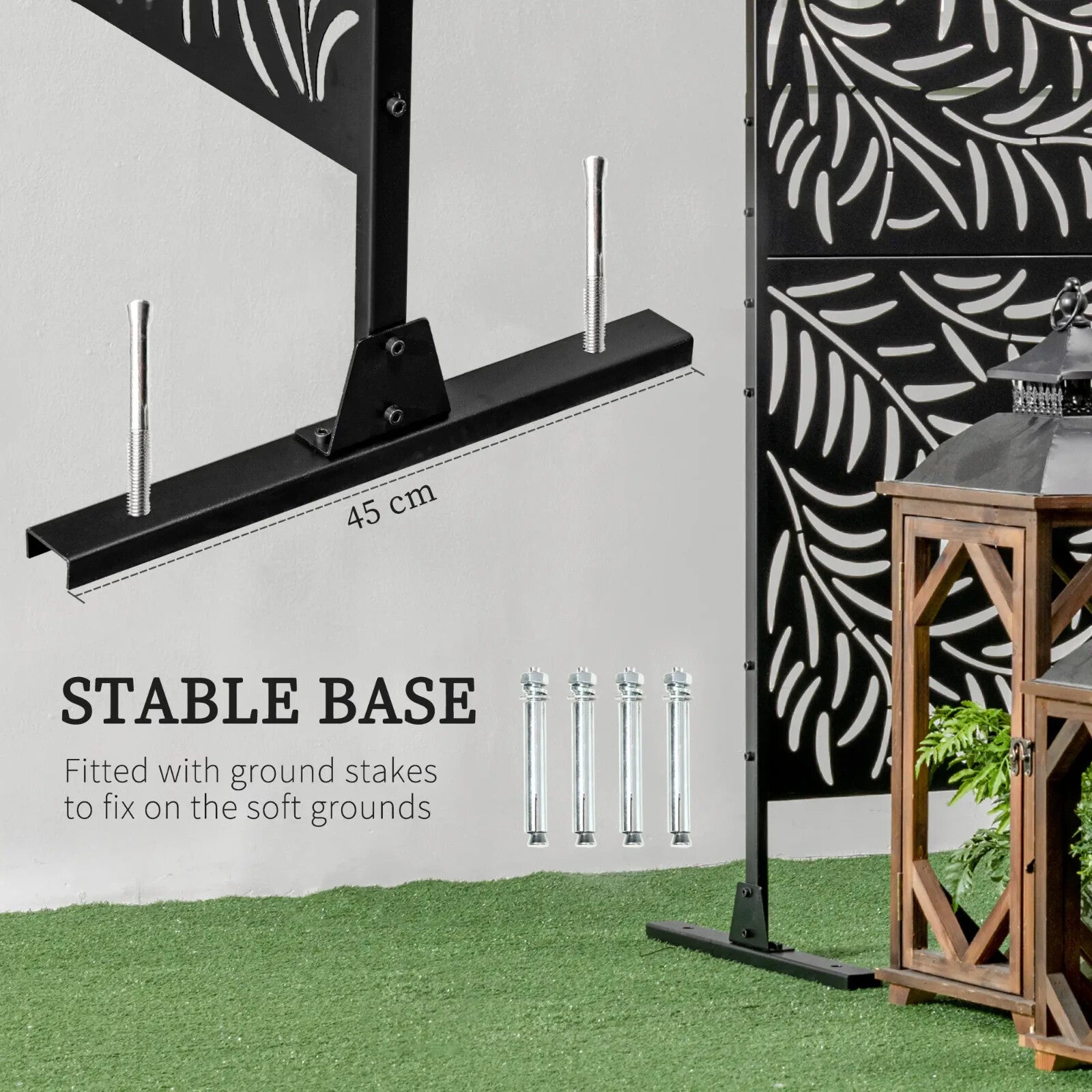 6.5ft Garden Privacy Screen Metal Outdoor Divider with Stand Decorative Fence - Home and Garden Furniture Shop - rustic - furniture