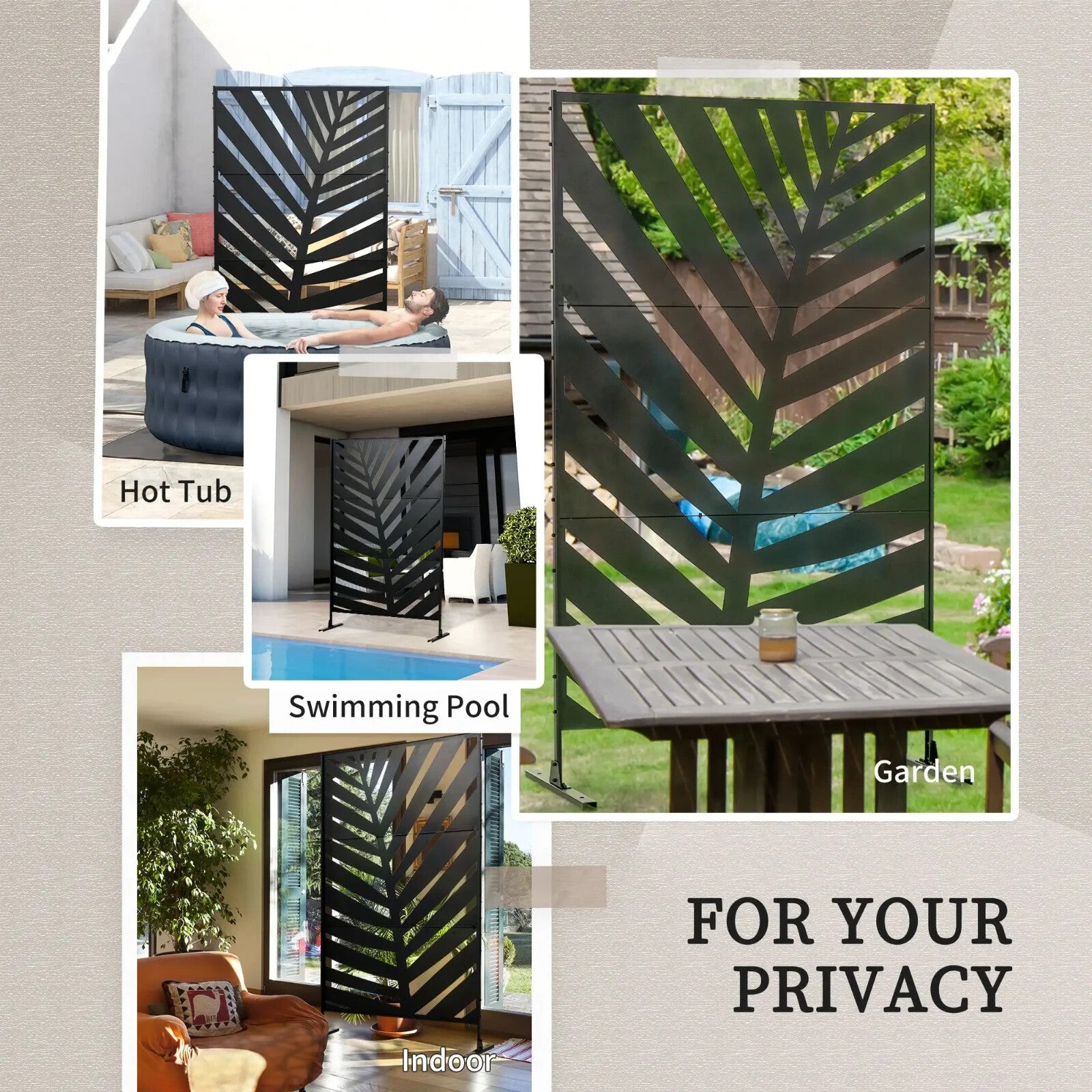 6.5ft Outdoor Privacy Screen with Stand and Stakes Metal Decorative Garden Panel - Home and Garden Furniture Shop - rustic - furniture
