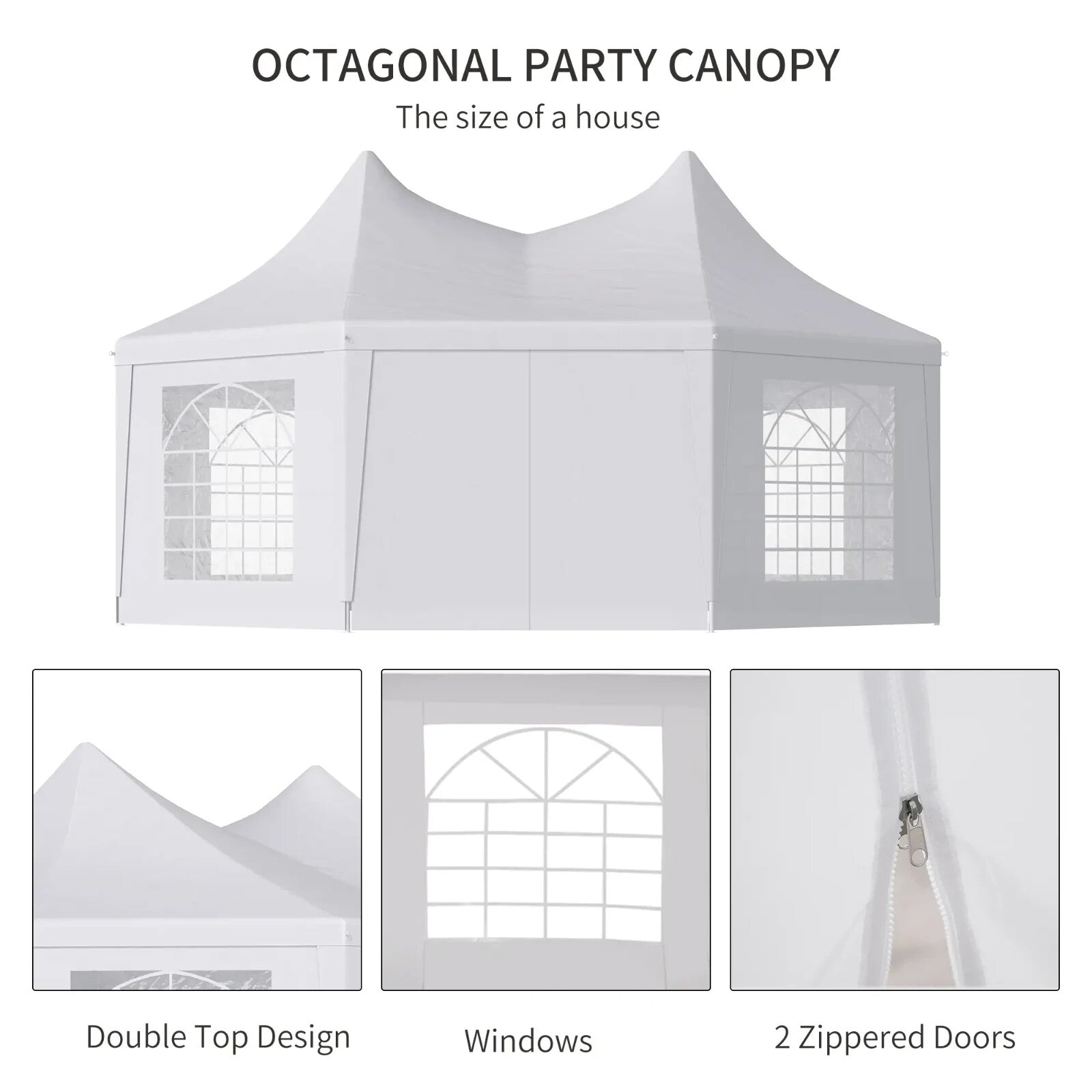 6.8x5M Octagonal Gazebo Party Tent Heavy Duty Wedding Marquee Garden Sun Shelter - Home and Garden Furniture Shop - rustic - furniture