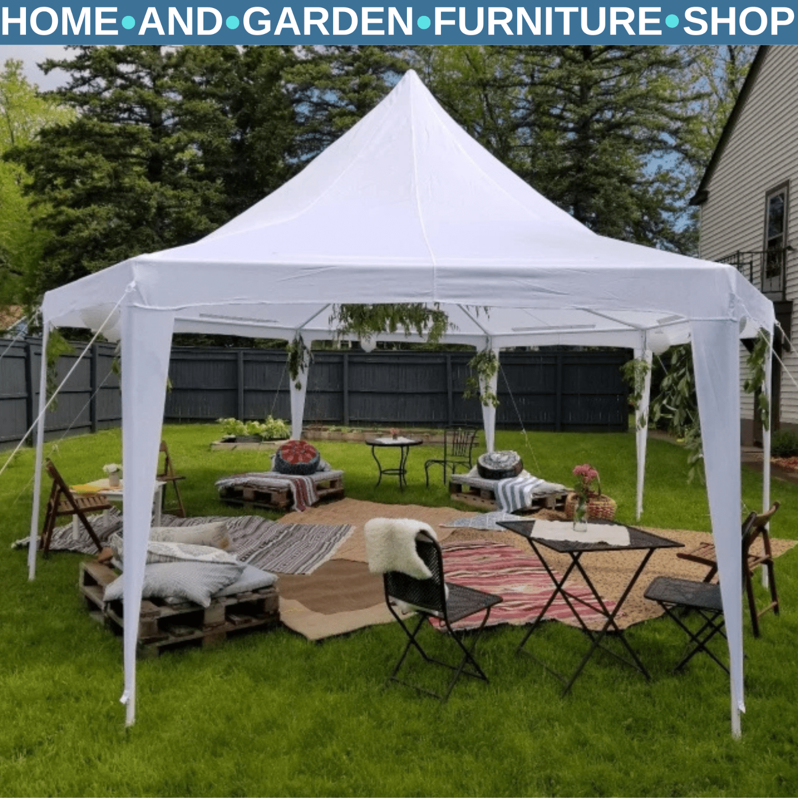 6.8x5M Octagonal Gazebo Party Tent Heavy Duty Wedding Marquee Garden Sun Shelter - Home and Garden Furniture Shop - rustic - furniture
