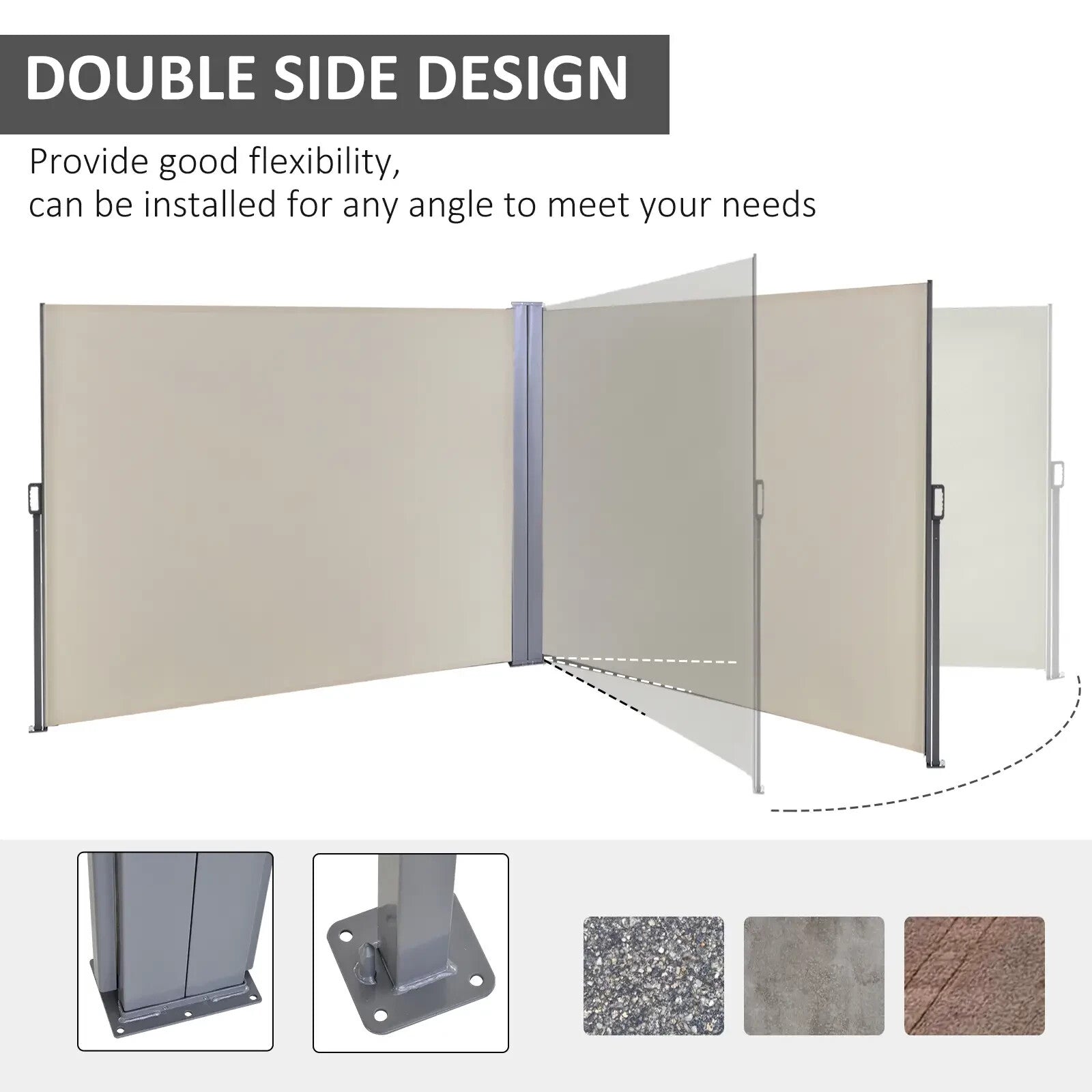 6m Side Awning Retractable Privacy Screen Garden Patio Wind Sun Shade Beige - Home and Garden Furniture Shop - rustic - furniture