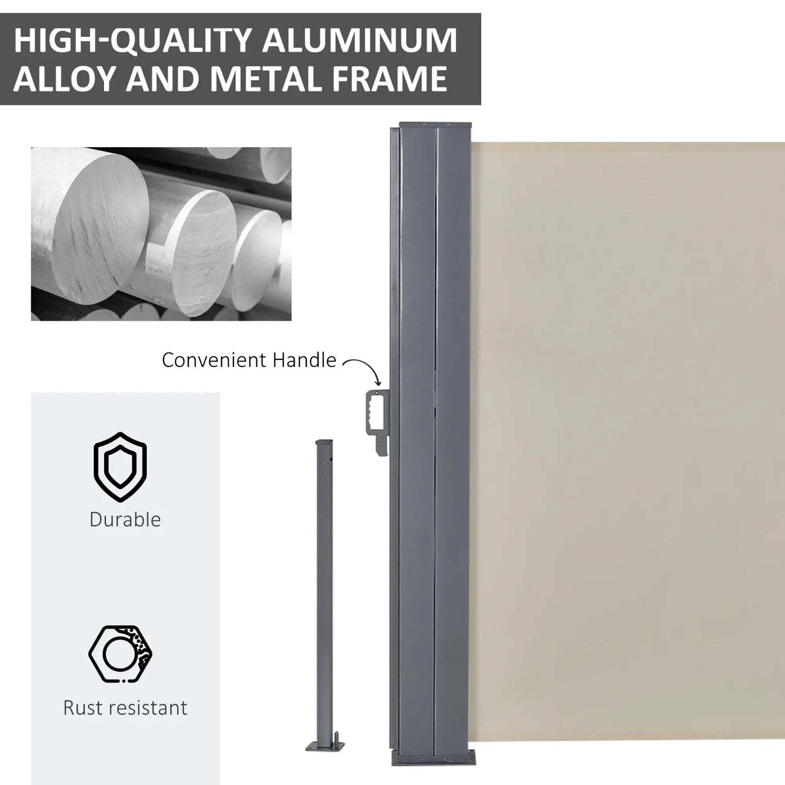 6m Side Awning Retractable Privacy Screen Garden Patio Wind Sun Shade Beige - Home and Garden Furniture Shop - rustic - furniture
