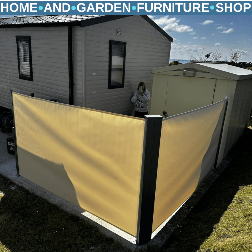 6m Side Awning Retractable Privacy Screen Garden Patio Wind Sun Shade Beige - Home and Garden Furniture Shop - rustic - furniture
