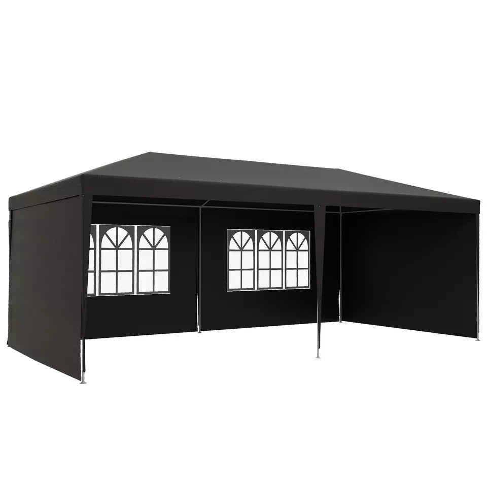 6m x 3m Garden Gazebo Marquee Canopy Party Tent Patio Shelter Dark Grey Cover - Home and Garden Furniture Shop - rustic - furniture