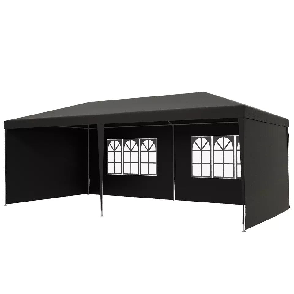 6m x 3m Garden Gazebo Marquee Canopy Party Tent Patio Shelter Dark Grey Cover - Home and Garden Furniture Shop - rustic - furniture