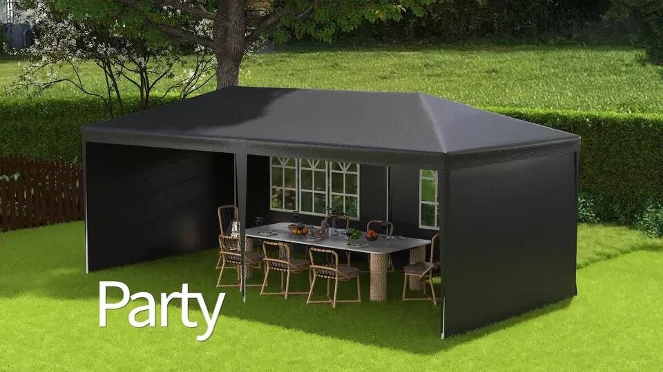 6m x 3m Garden Gazebo Marquee Canopy Party Tent Patio Shelter Dark Grey Cover - Home and Garden Furniture Shop - rustic - furniture
