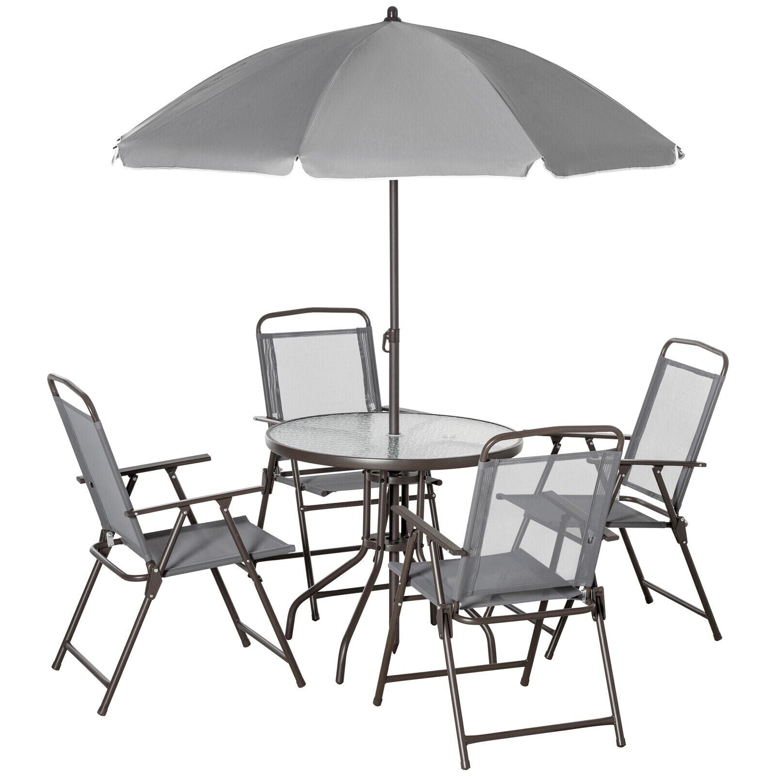 6PC Garden Bistro Dining Set Outdoor Furniture Folding Chairs Table Parasol Set - Home and Garden Furniture Shop - #rustic - furniture#