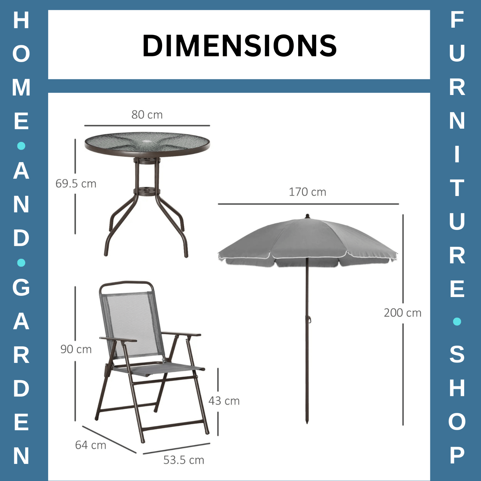 6PC Garden Bistro Dining Set Outdoor Furniture Folding Chairs Table Parasol Set - Home and Garden Furniture Shop - rustic - furniture