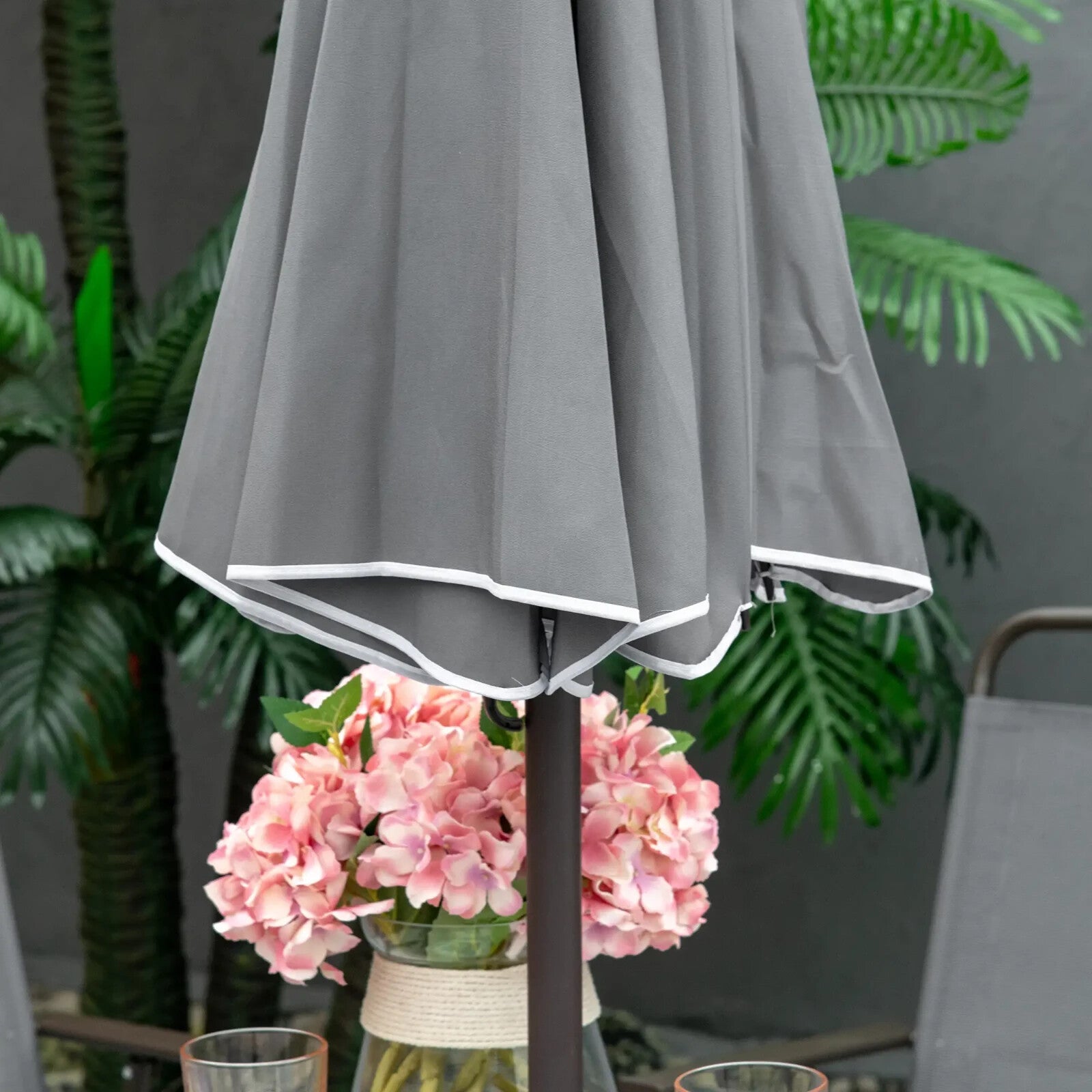 6PC Garden Bistro Dining Set Outdoor Furniture Folding Chairs Table Parasol Set - Home and Garden Furniture Shop - rustic - furniture