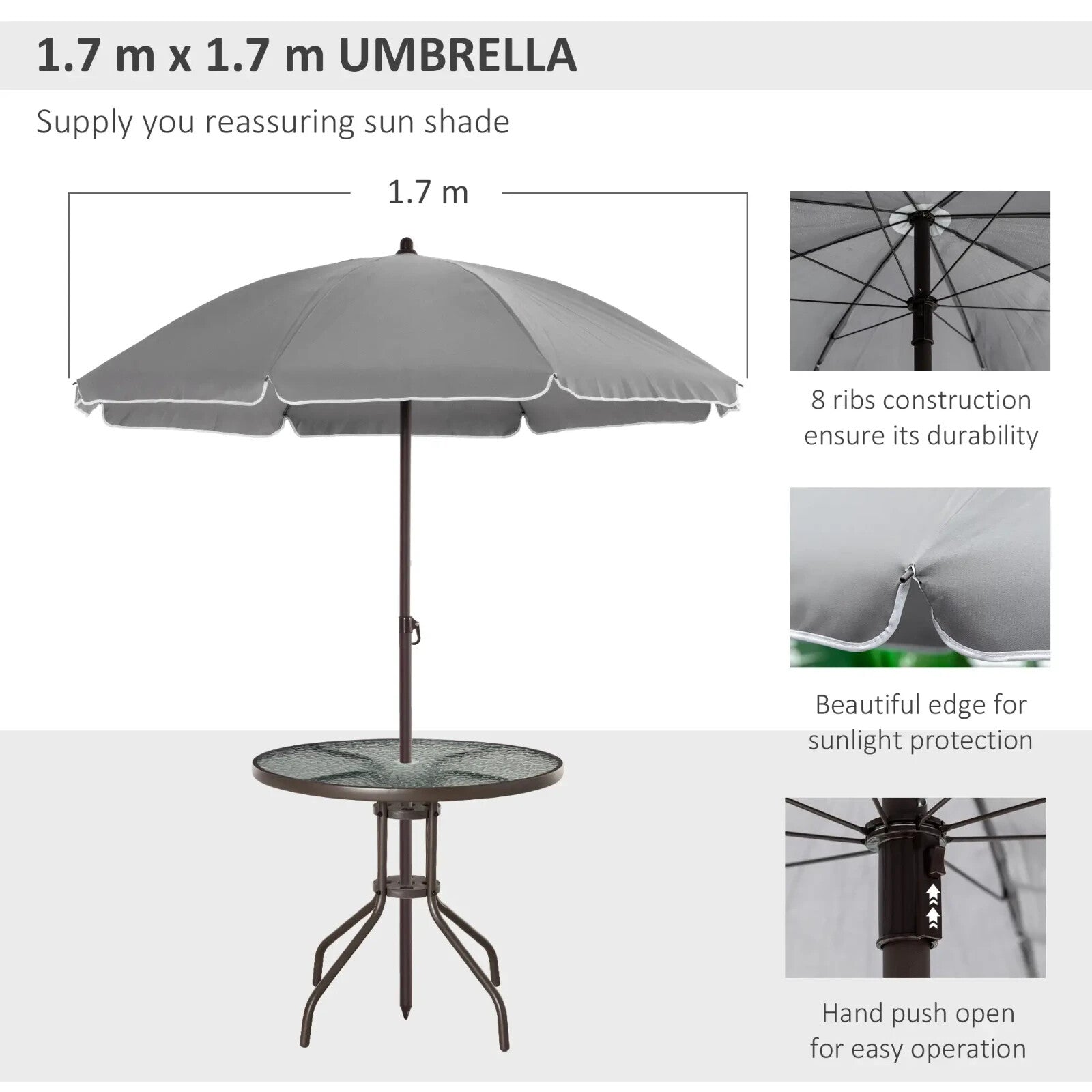 6PC Garden Bistro Dining Set Outdoor Furniture Folding Chairs Table Parasol Set - Home and Garden Furniture Shop - rustic - furniture