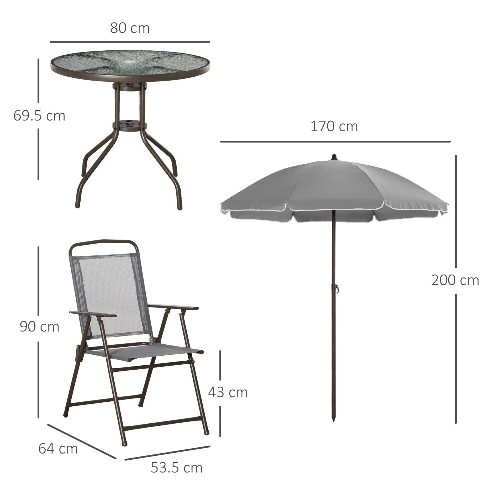 6PC Garden Bistro Dining Set Outdoor Furniture Folding Chairs Table Parasol Set - Home and Garden Furniture Shop - rustic - furniture