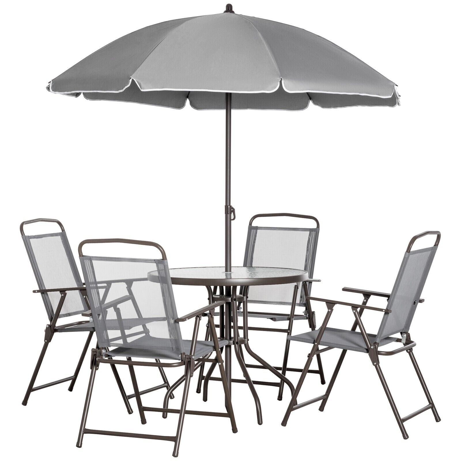 6PC Garden Bistro Dining Set Outdoor Furniture Folding Chairs Table Parasol Set - Home and Garden Furniture Shop - #rustic - furniture#