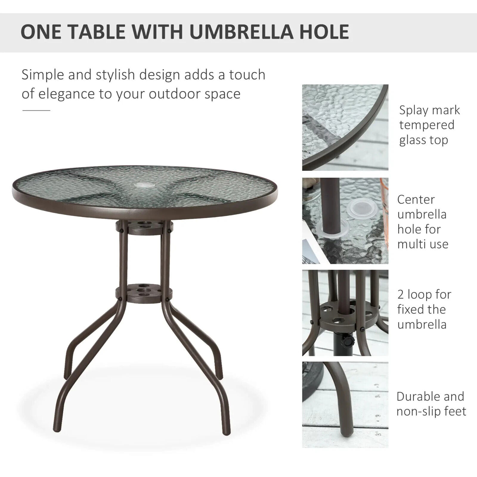 6PC Garden Bistro Dining Set Outdoor Furniture Folding Chairs Table Parasol Set - Home and Garden Furniture Shop - rustic - furniture