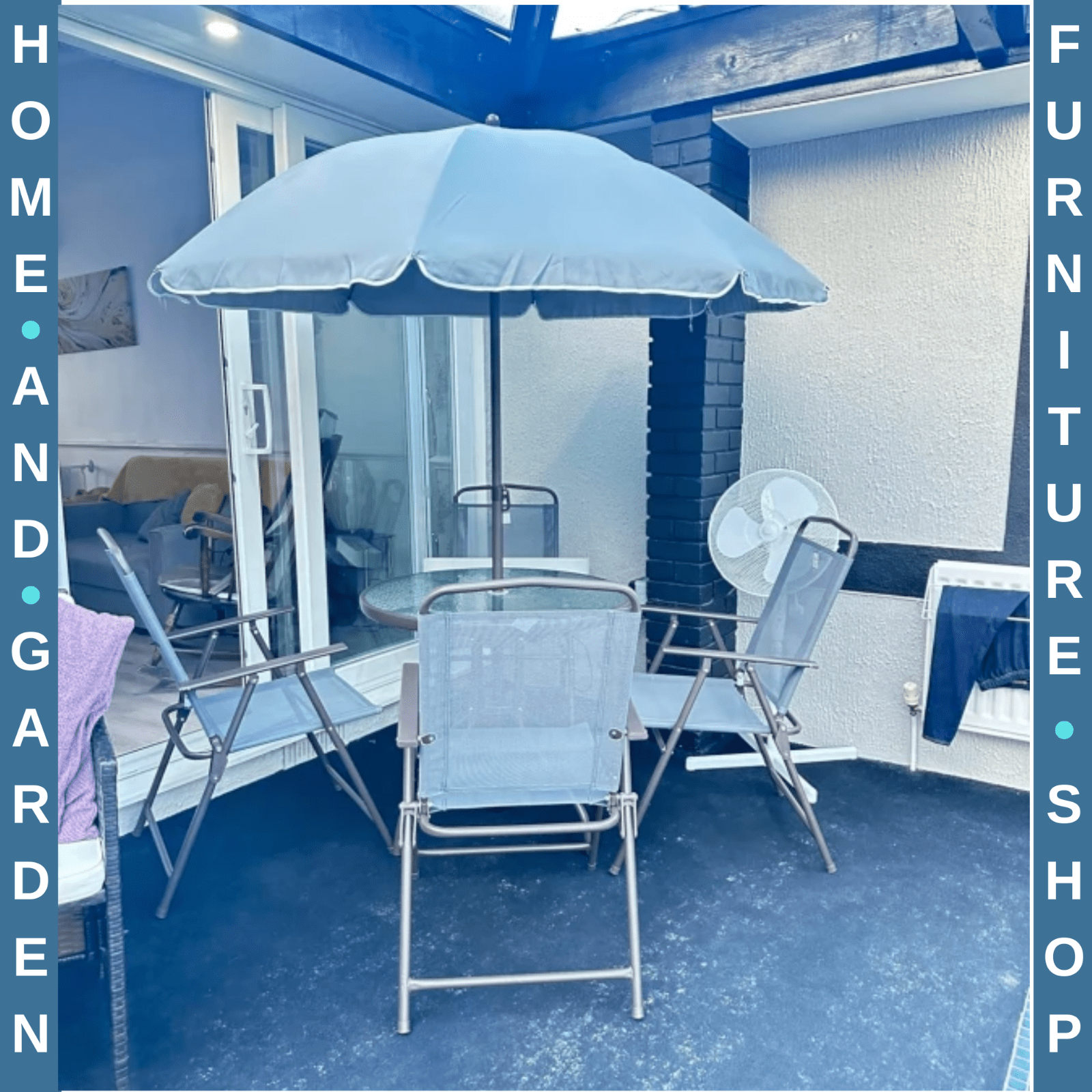 6PC Garden Bistro Dining Set Outdoor Furniture Folding Chairs Table Parasol Set - Home and Garden Furniture Shop - rustic - furniture