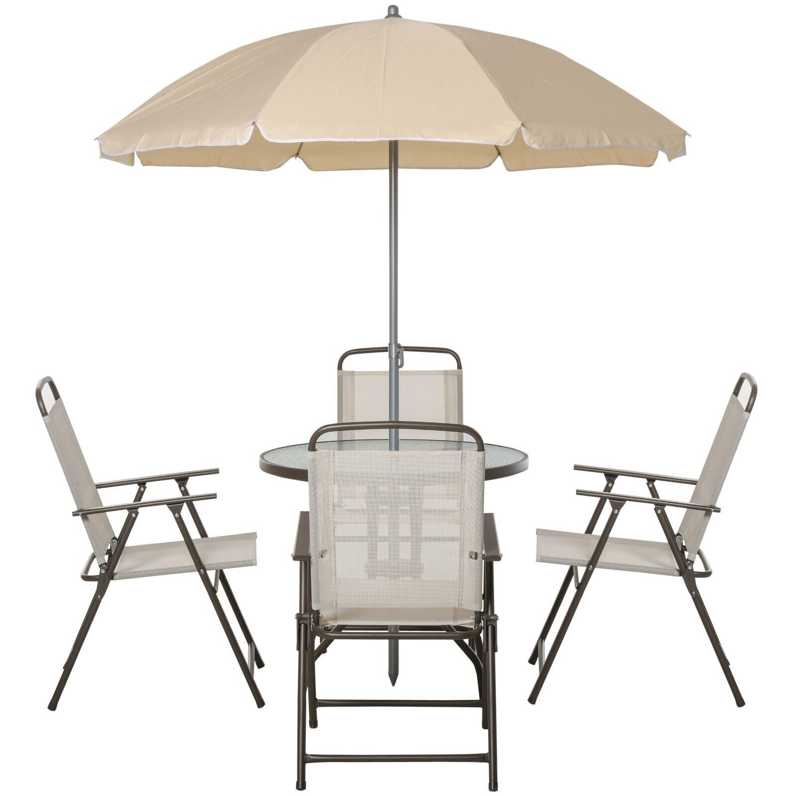 6PC Garden Dining Set Outdoor Furniture Folding Chairs Table Parasol Bistro Set - Home and Garden Furniture Shop - #rustic - furniture#