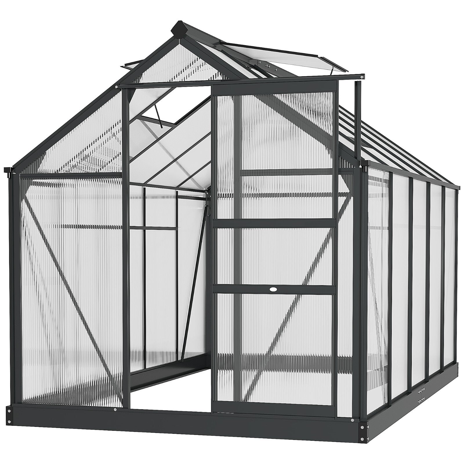 6x10ft Walk In Greenhouse Polycarbonate Panel Galvanised Base Aluminium House - Home and Garden Furniture Shop - rustic - furniture