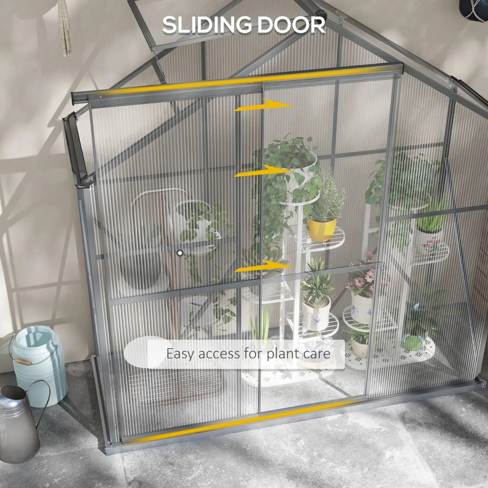 6x2.5ft Polycarbonate Walk - in Greenhouse with Rain Gutter & Sliding Door - Home and Garden Furniture Shop - rustic - furniture