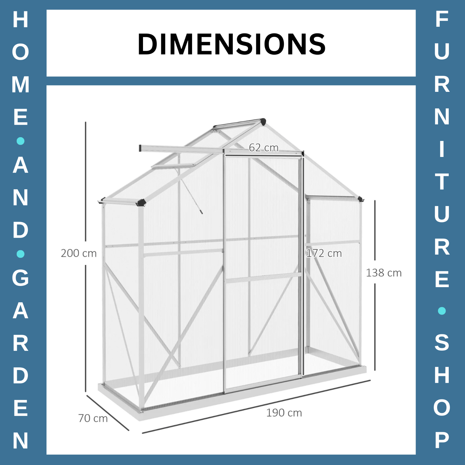 6x2.5ft Walk In Polycarbonate Greenhouse w/ Sliding Door Rain Gutter,Base Frame - Home and Garden Furniture Shop - rustic - furniture
