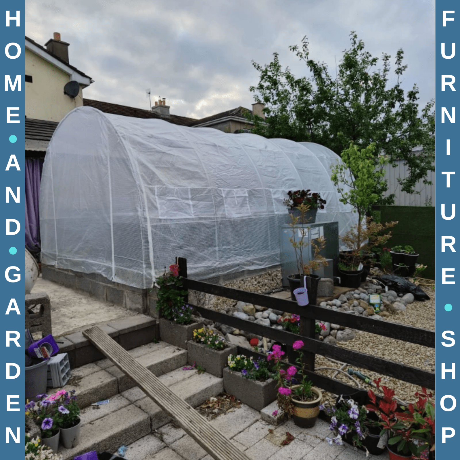 6x3x2 m Walk - In Polytunnel Greenhouse with Steel Frame Reinforced Cover and Door - Home and Garden Furniture Shop - rustic - furniture