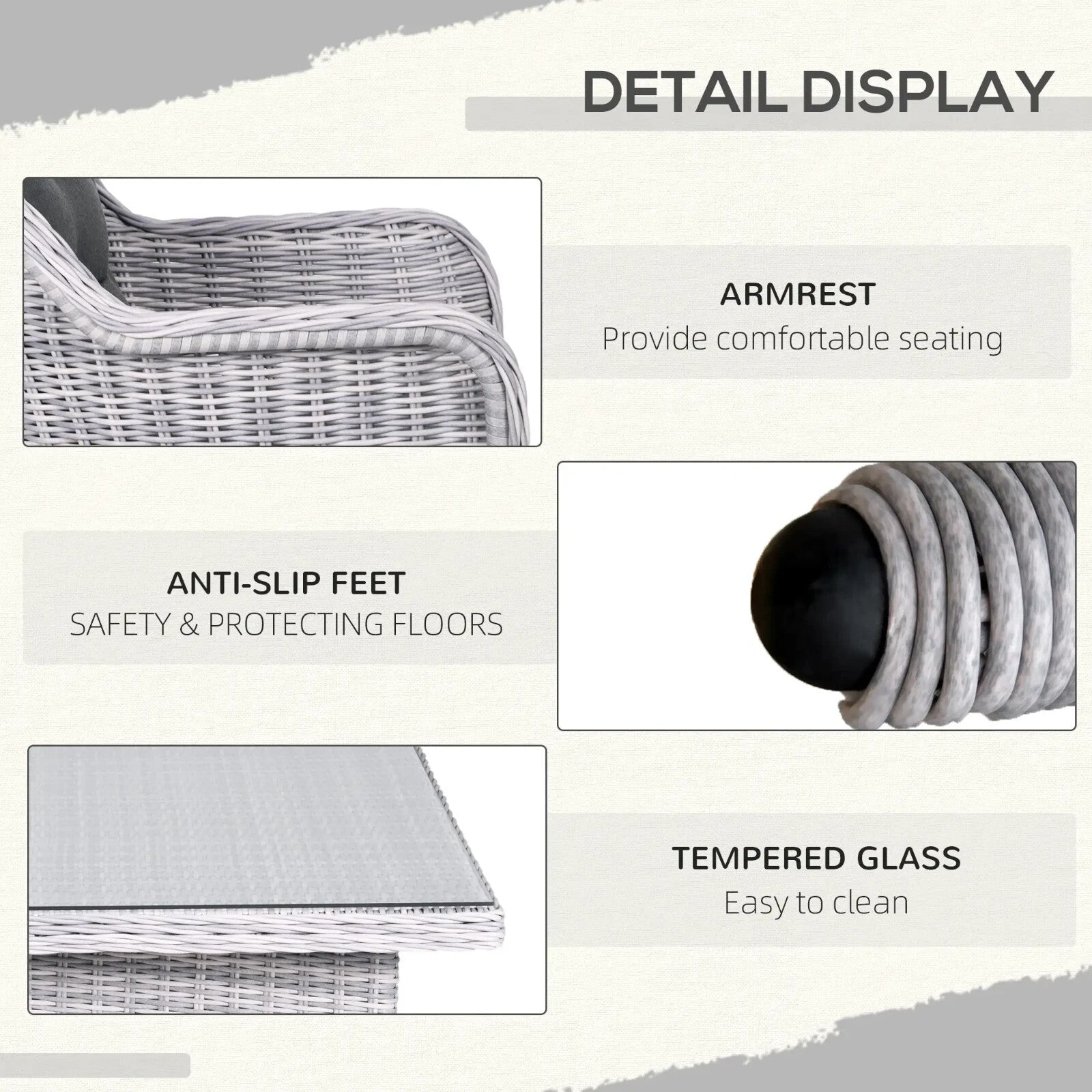 7 - Pcs Outdoor Rattan Dining Set with Aluminium Chairs & Tempered Glass Top Table - Home and Garden Furniture Shop - rustic - furniture