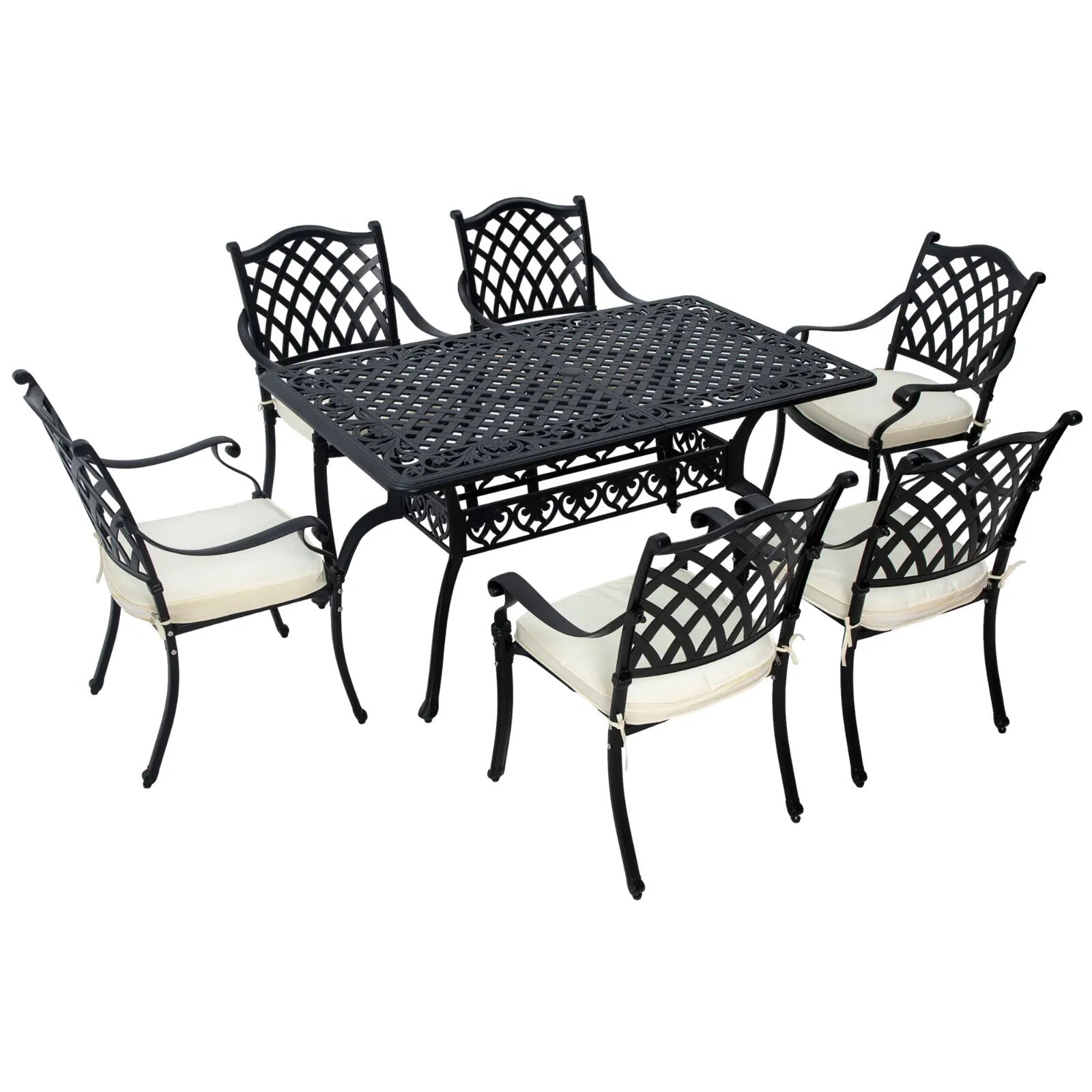 7 Piece Aluminium Patio Dining Set Garden Table & Chair w/ Umbrella Hole Outdoor - Home and Garden Furniture Shop - rustic - furniture