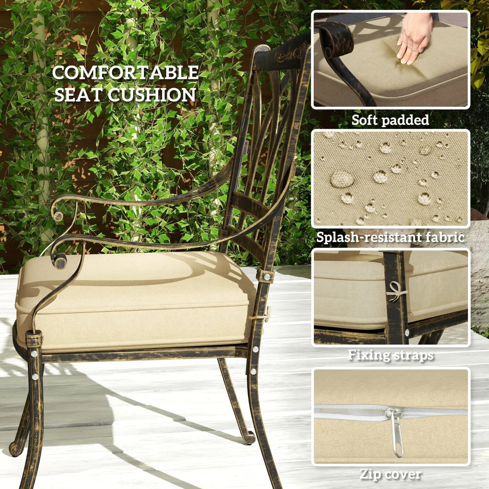 7 Piece Cast Aluminium Garden Dining Set Outdoor Table and Chairs for Patio - Home and Garden Furniture Shop - rustic - furniture