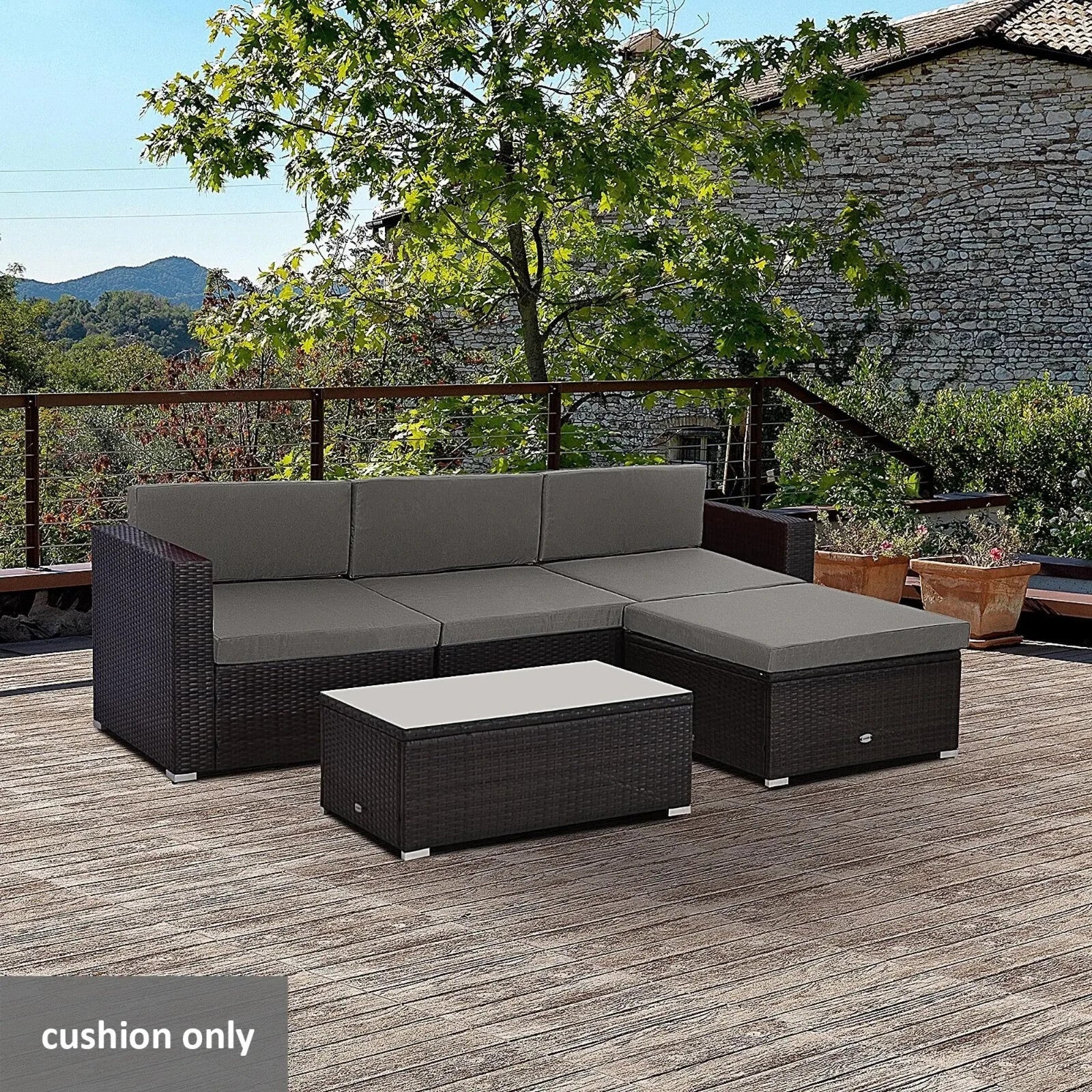 7 Piece Garden Cushion Set for Rattan Furniture Outdoor Patio Replacement Pads - Home and Garden Furniture Shop - rustic - furniture
