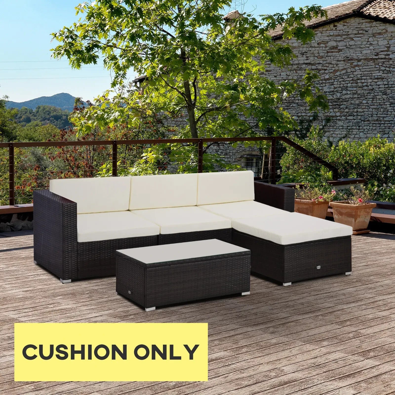7 Piece Garden Cushion Set for Rattan Furniture Outdoor Patio Replacement Pads - Home and Garden Furniture Shop - rustic - furniture