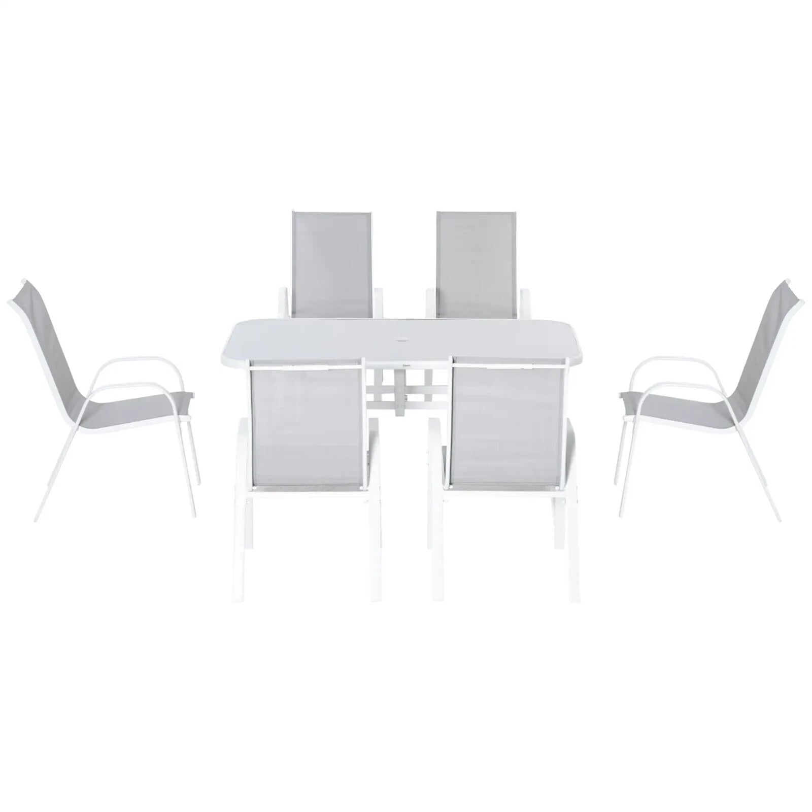 7 Piece Garden Dining Set 6 Seater Patio Furniture Table Chairs w/ Parasol Hole - Home and Garden Furniture Shop - rustic - furniture