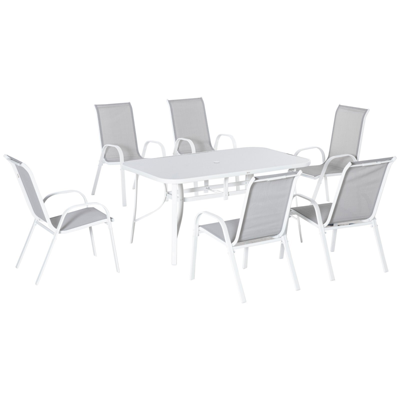 7 Piece Garden Dining Set 6 Seater Patio Furniture Table Chairs w/ Parasol Hole - Home and Garden Furniture Shop - rustic - furniture