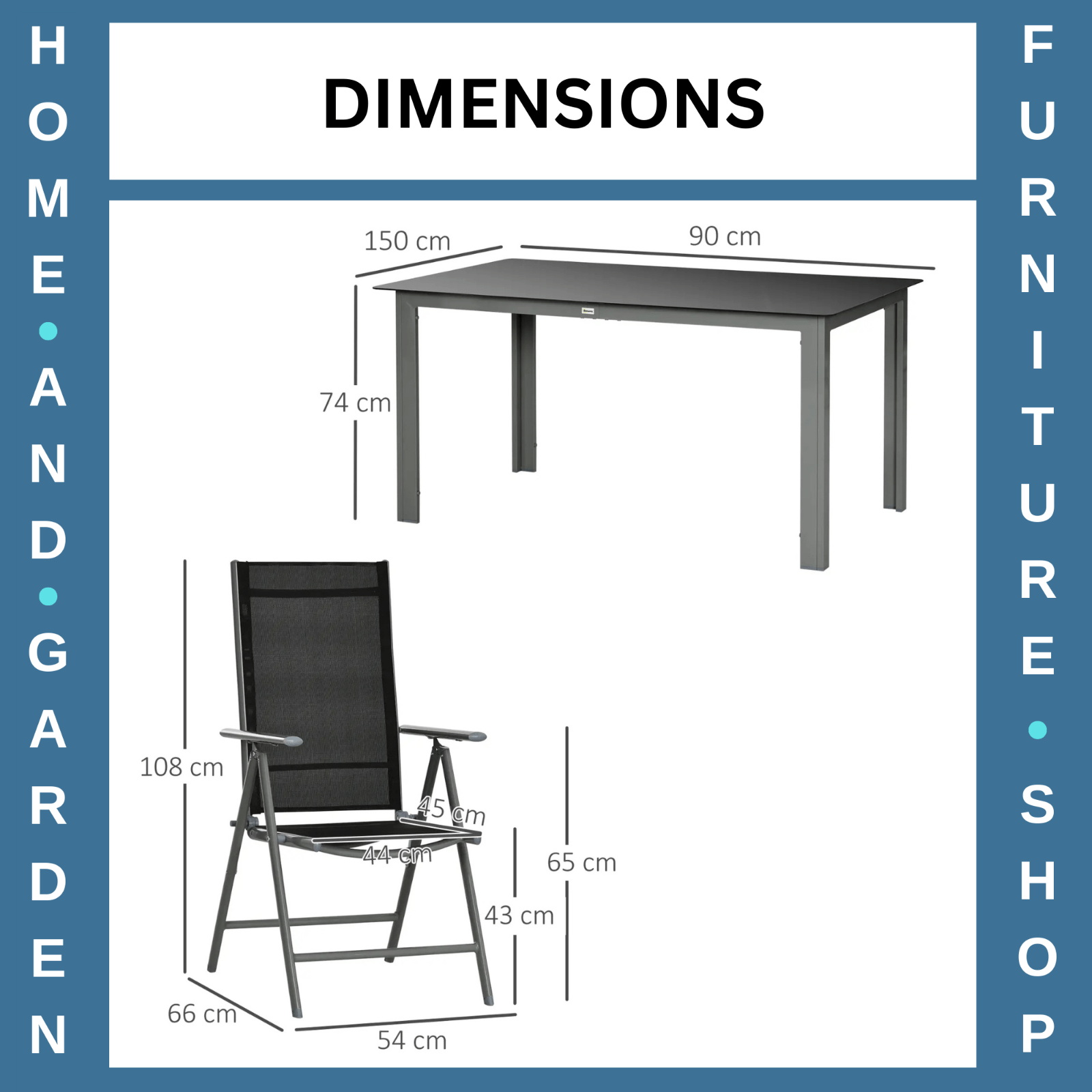 7 - Piece Garden Dining Set with Aluminium Frame & Folding Reclining Chairs Black - Home and Garden Furniture Shop - rustic - furniture