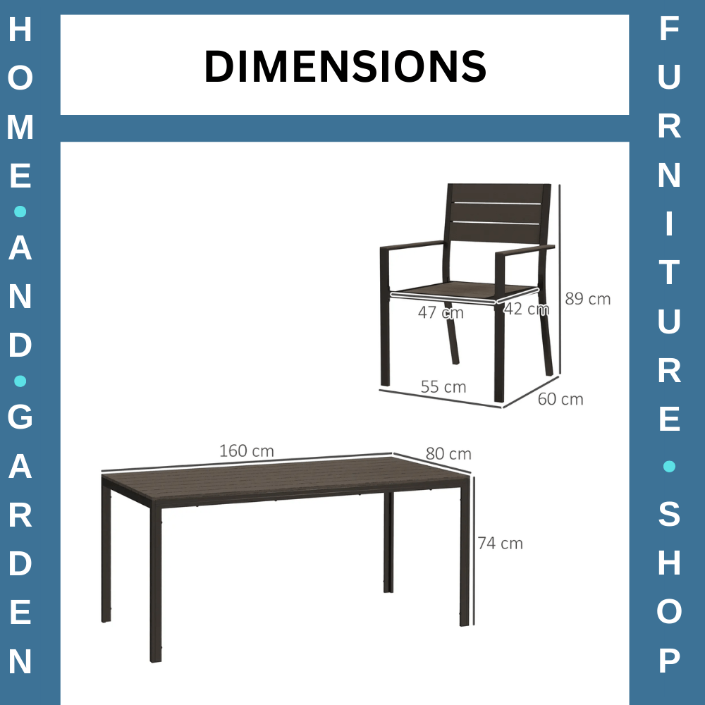 7 Piece Garden Furniture Set 160 x 80 cm Table with 6 Stackable Chairs Outdoor - Home and Garden Furniture Shop - rustic - furniture