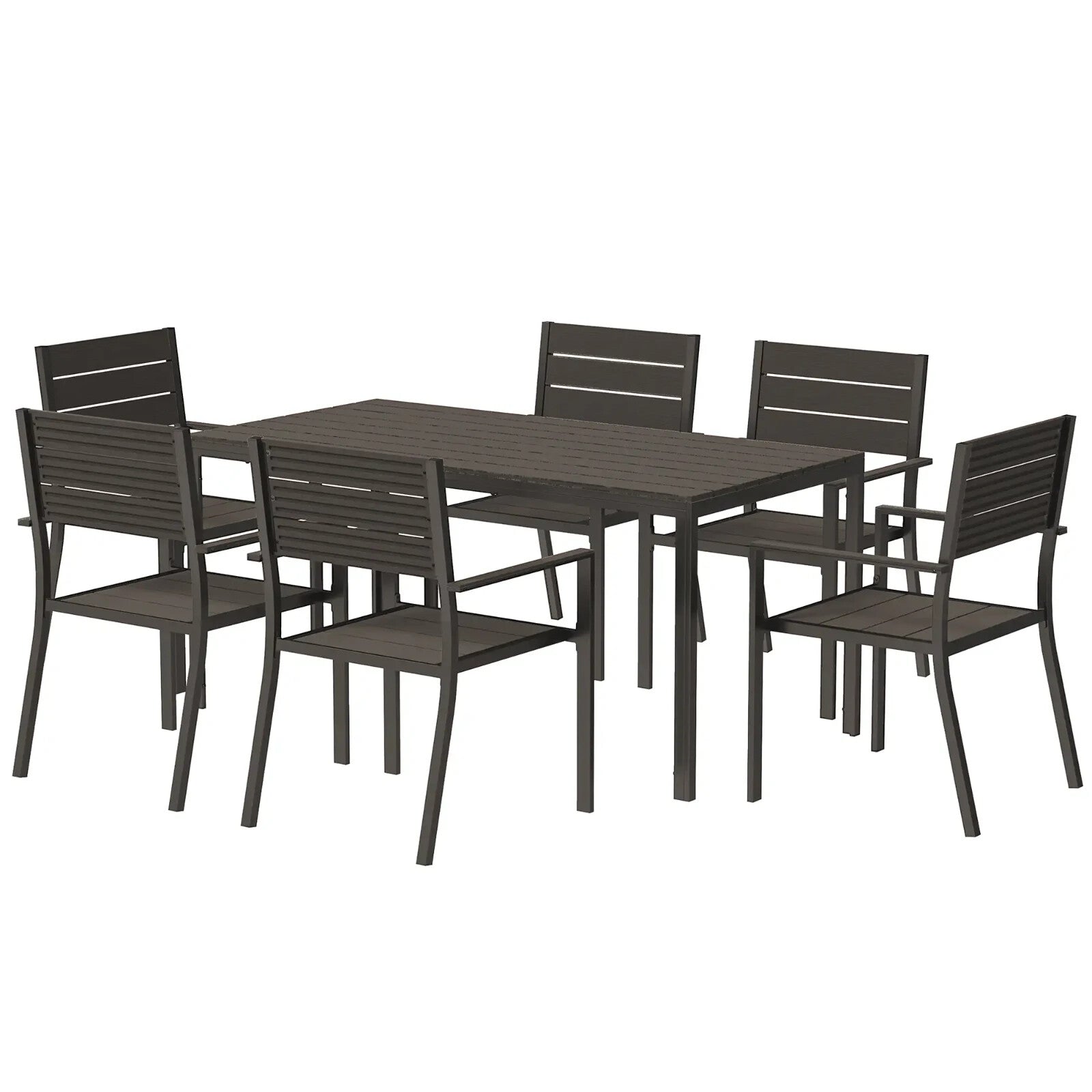 7 Piece Garden Furniture Set 160 x 80 cm Table with 6 Stackable Chairs Outdoor - Home and Garden Furniture Shop - rustic - furniture